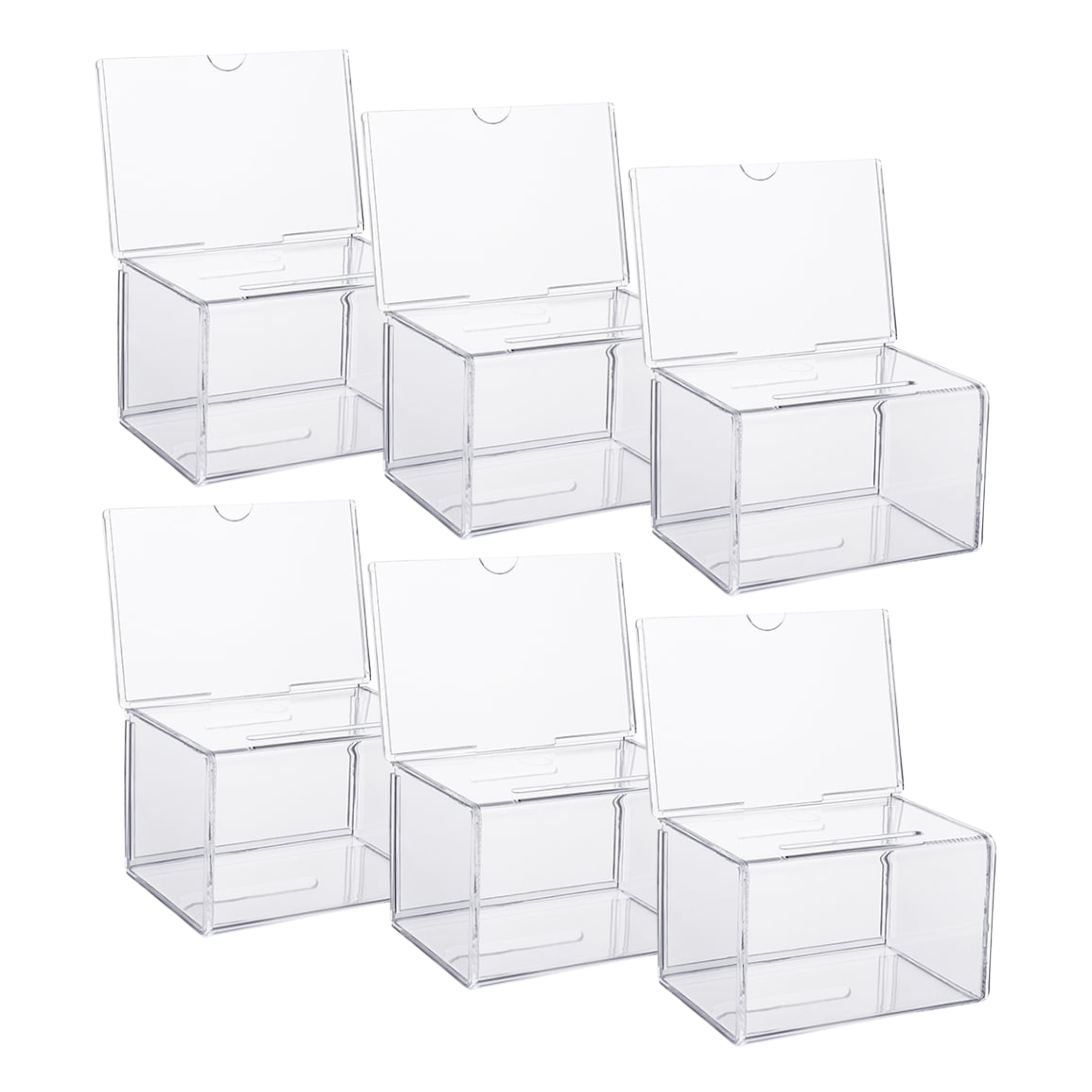 Pack of 6 Small Clear Acrylic Suggestion Box with Insert