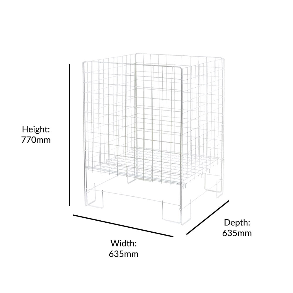 White Rust-Resistant Steel Collapsible Dump Bin - 430mm Wide x 770mm High