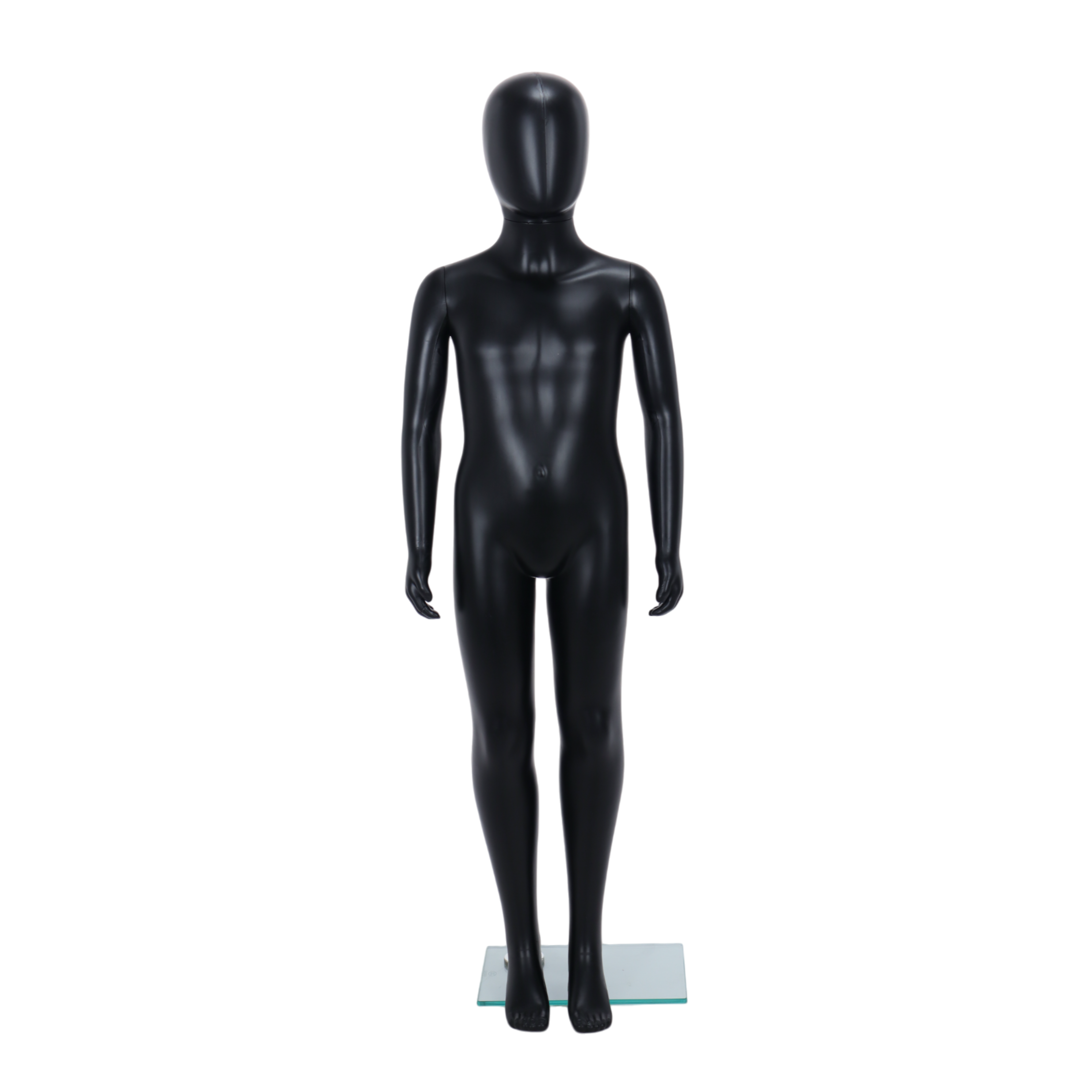 Matt Black Unisex Child Egghead Mannequin in Standing Pose - 7 To 8 Years