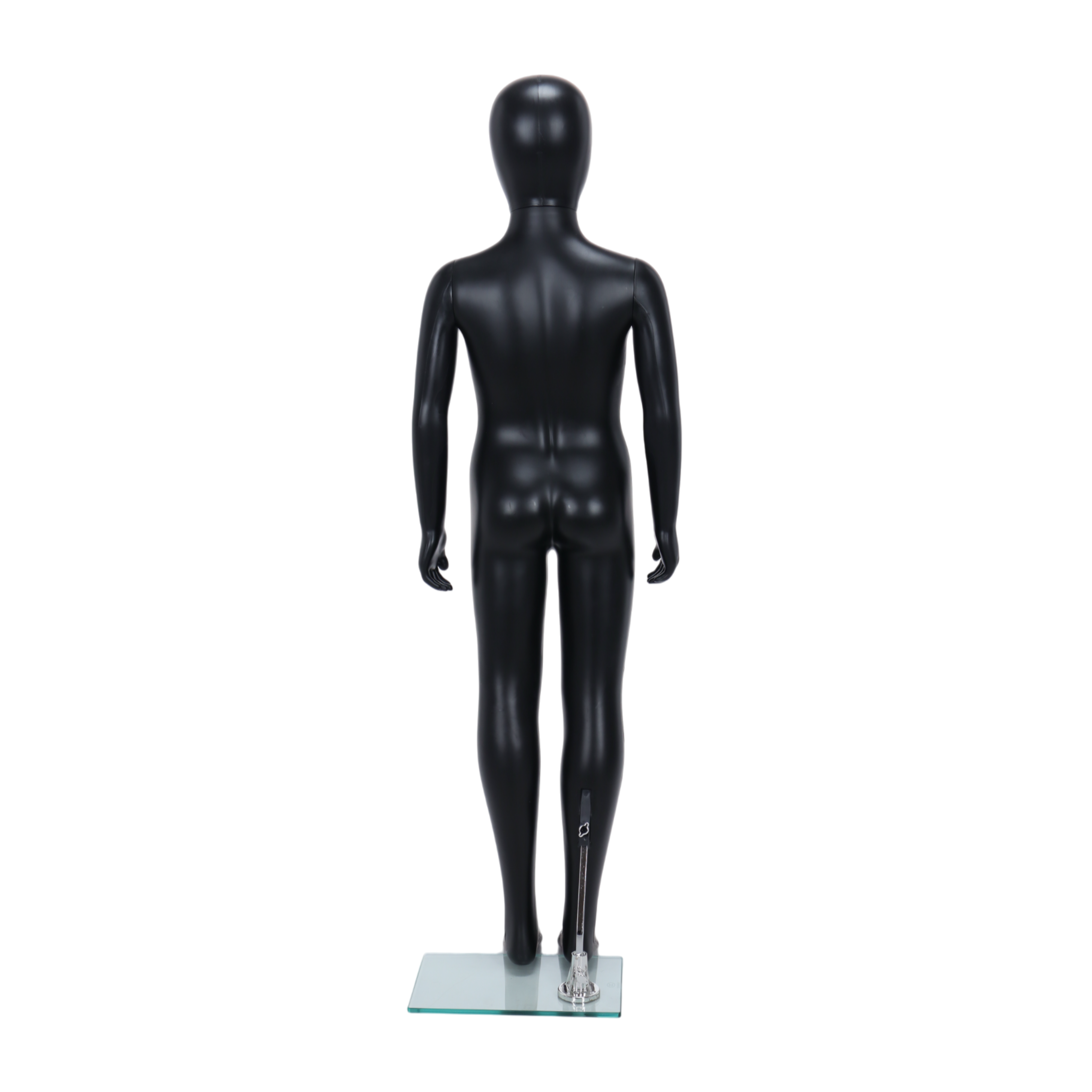 Matt Black Unisex Child Egghead Mannequin in Standing Pose - 7 To 8 Years