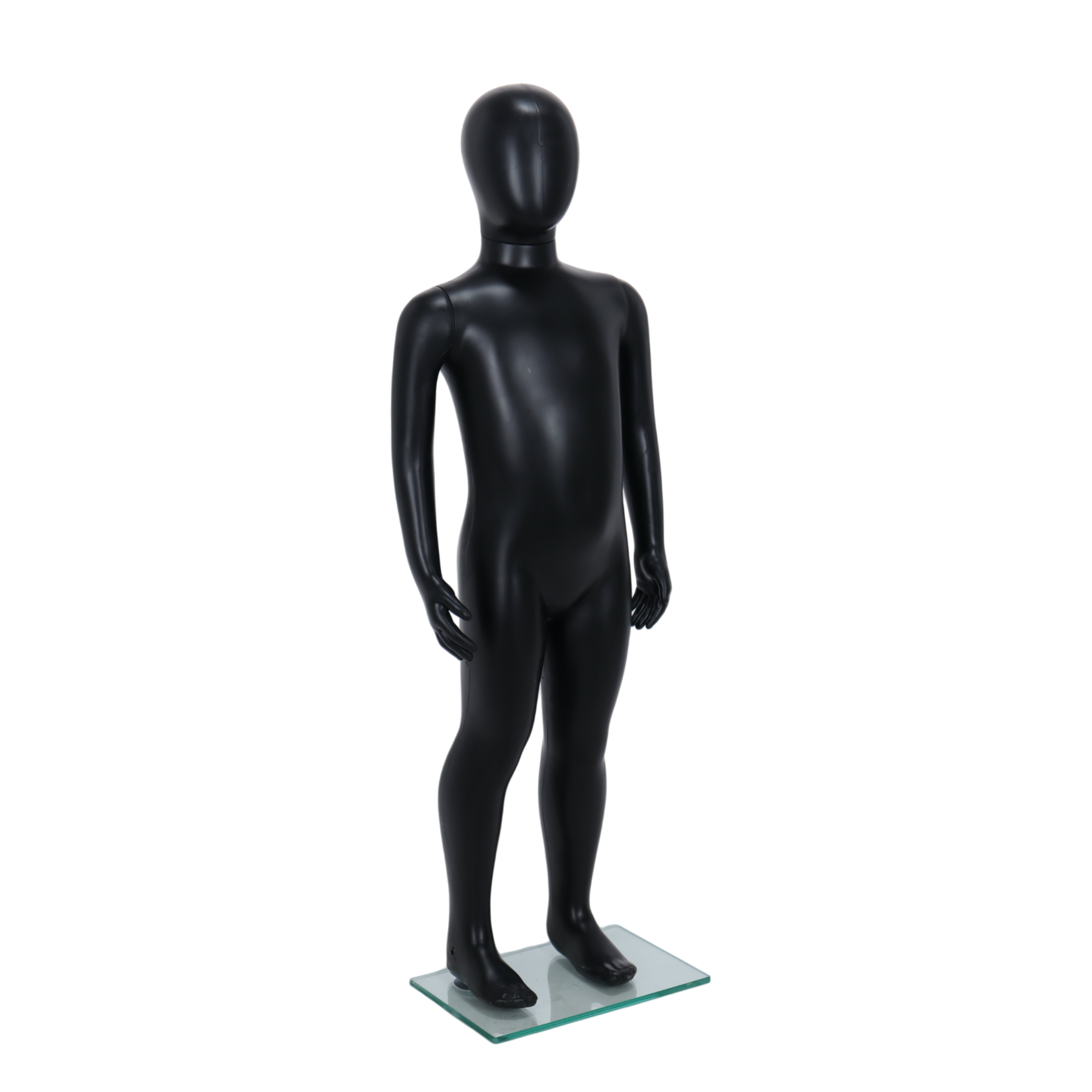 Matt Black Unisex Child Egghead Mannequin in Standing Pose - 3 To 4 Years