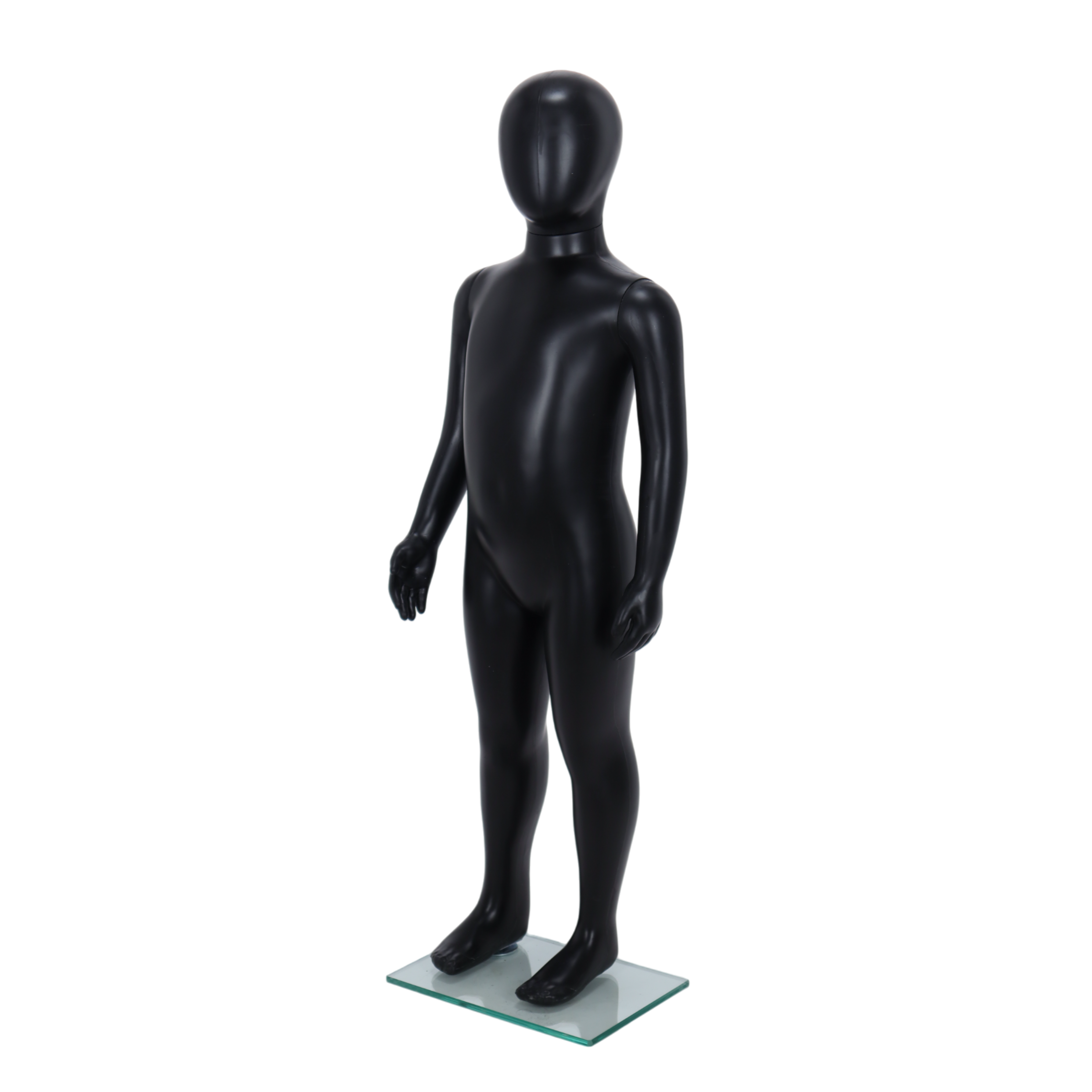 Matt Black Unisex Child Egghead Mannequin in Standing Pose - 3 To 4 Years