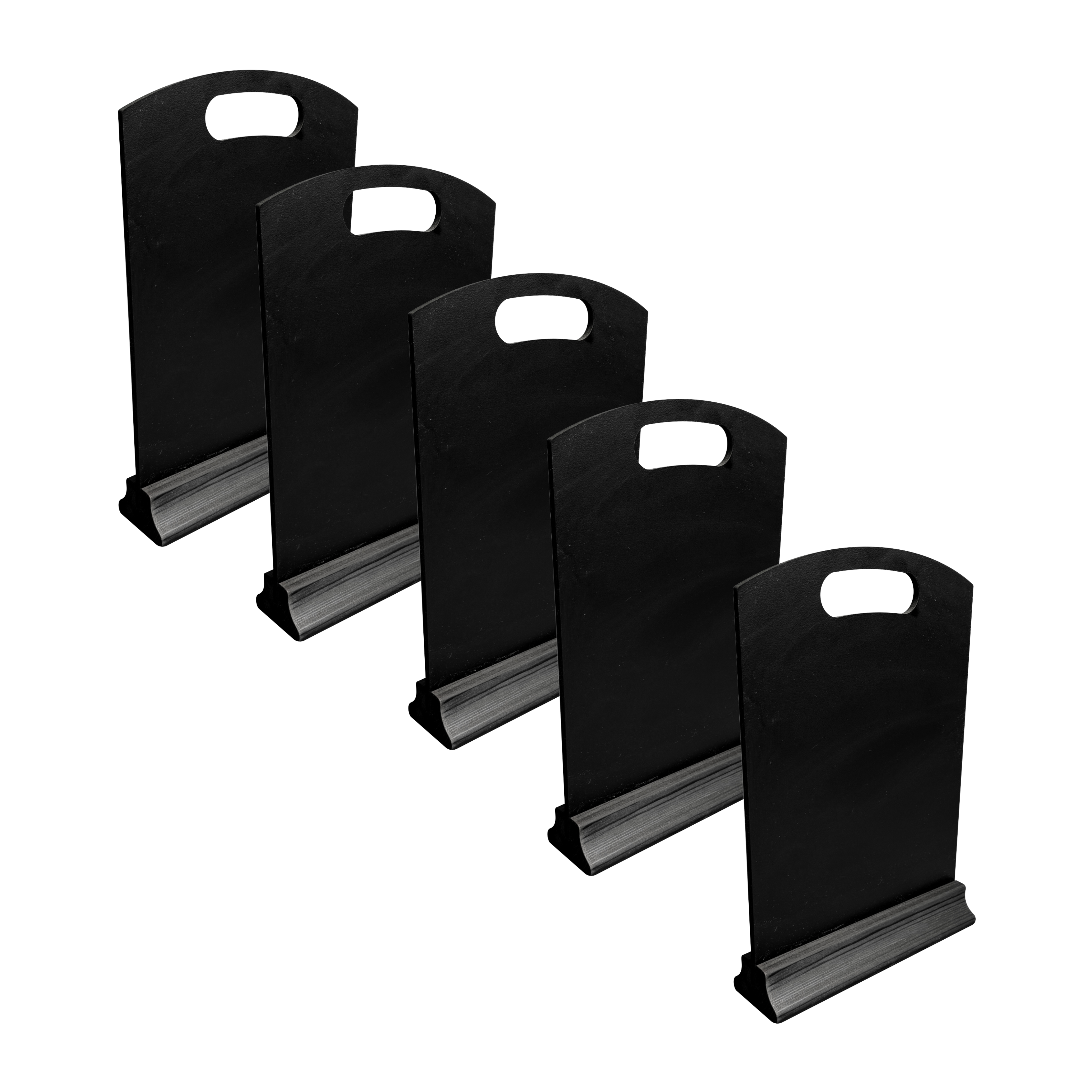 Pack of 5 Black Countertop A4 Chalkboards on Wooden Base