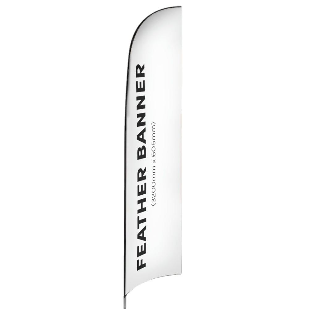 Single-Sided Glass Fibre Feather Flag with Drive-On Car Base inc. Graphic Printing - 3.2m