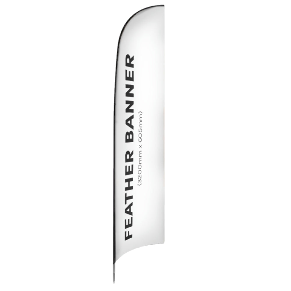 Single-Sided Glass Fibre Feather Flag with Ground Spike Base inc. Graphic Printing - 3.2m