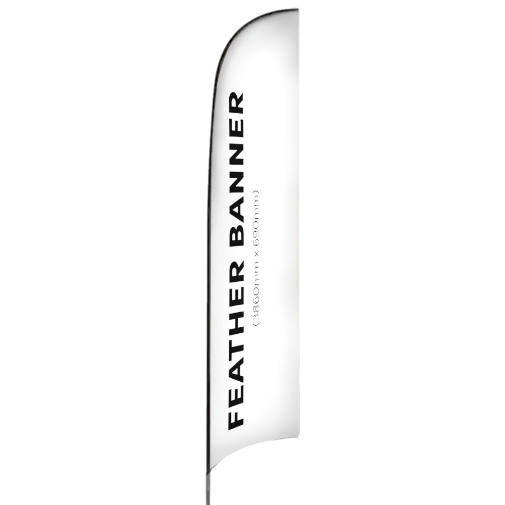 Single-Sided Glass Fibre Feather Flag with Ground Spike Base inc. Graphic Printing - 5m