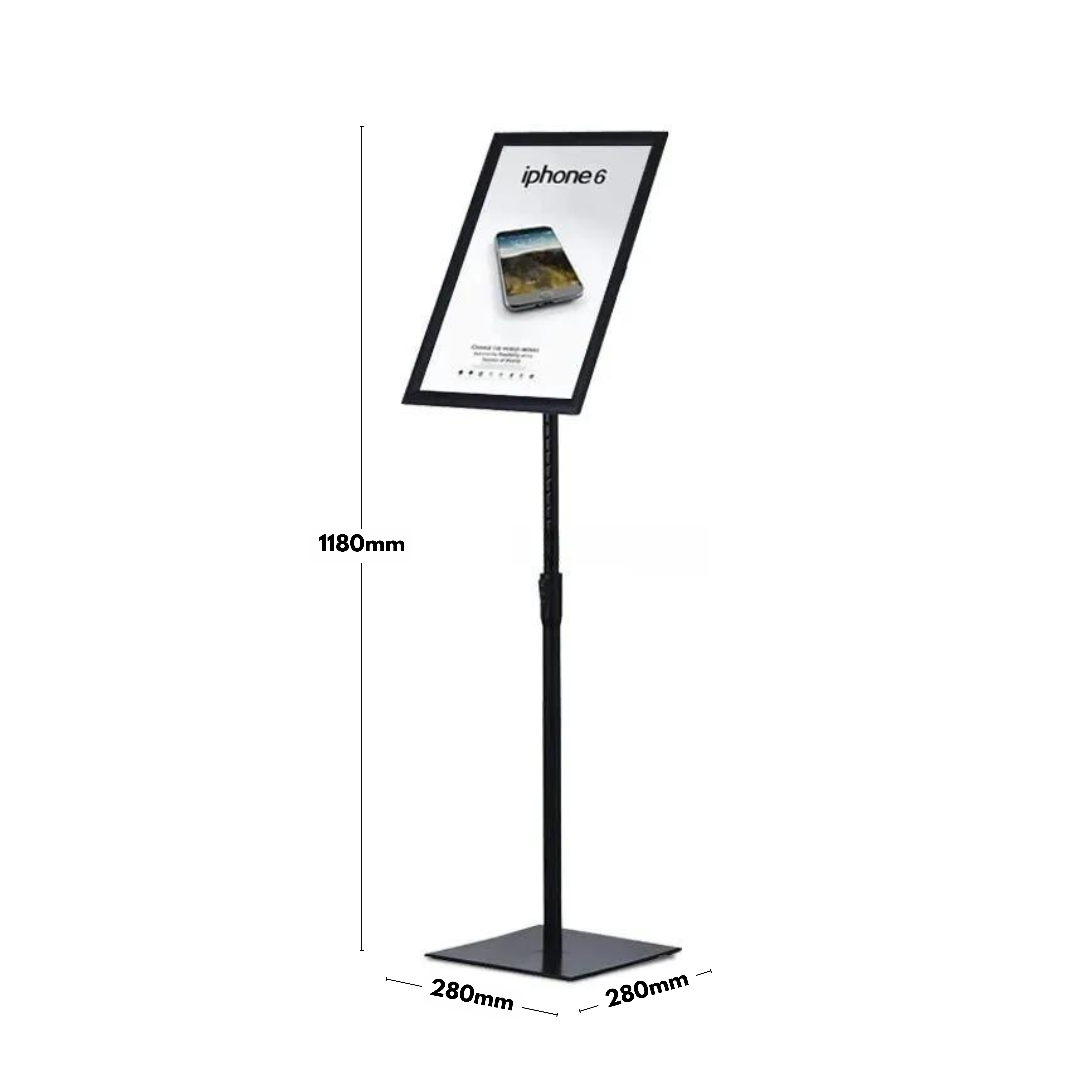 Floor Standing 360 Rotation BlackA3 Mitred Snap Frame Poster Display Stand Dimension Image