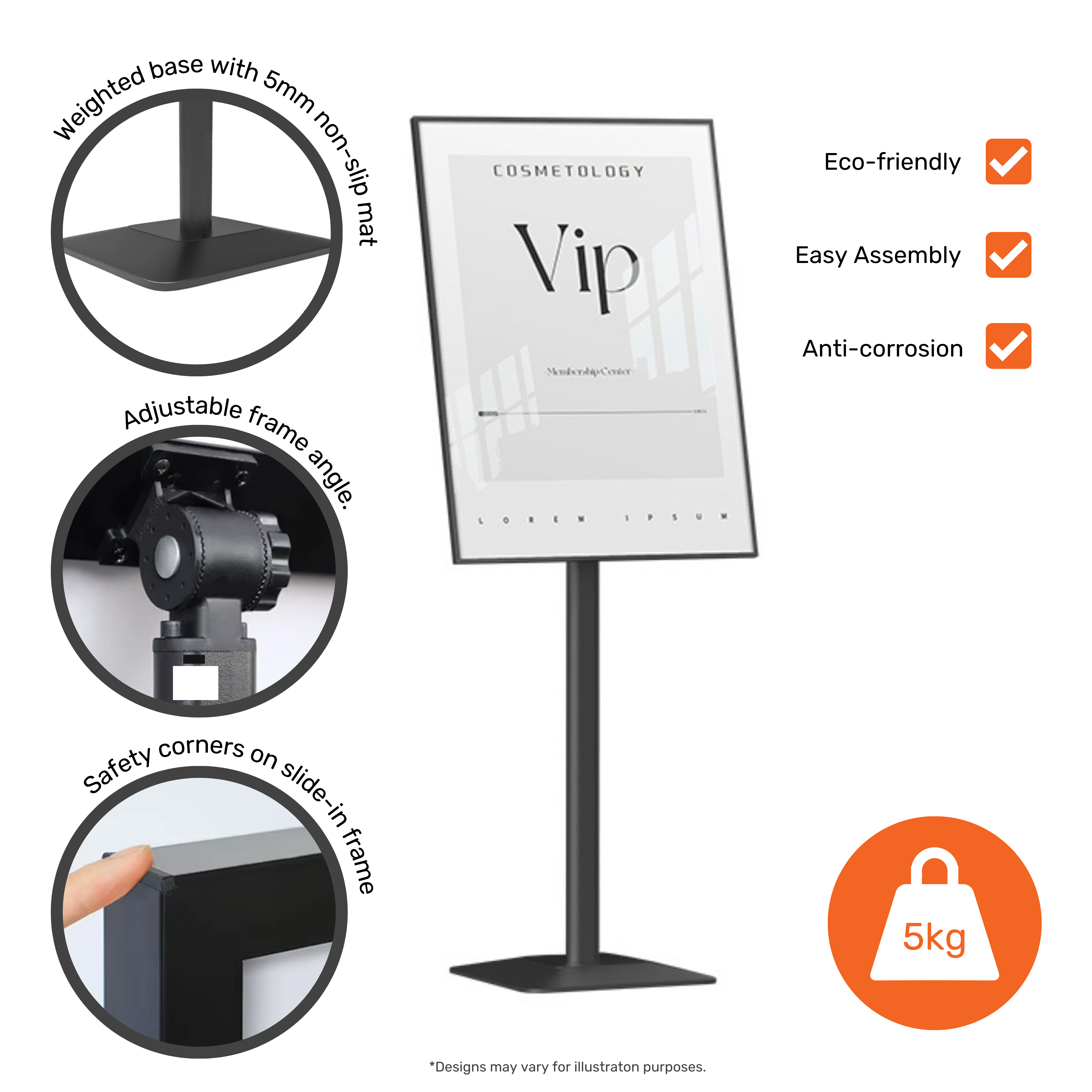 Black A3 Freestanding Adjustable Sign Display Stand