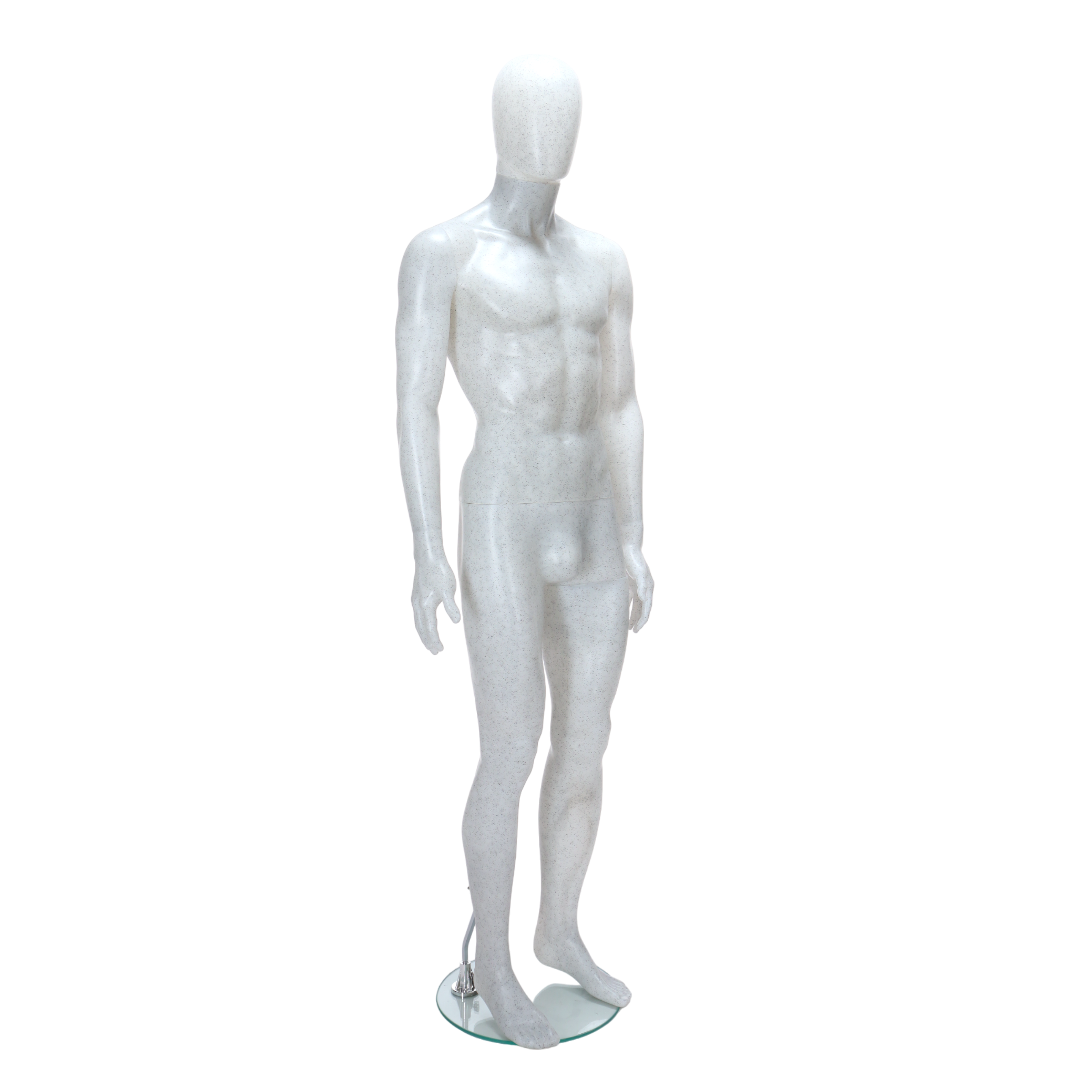 Matt White With Black Flecks Egghead Male Mannequin - Standing