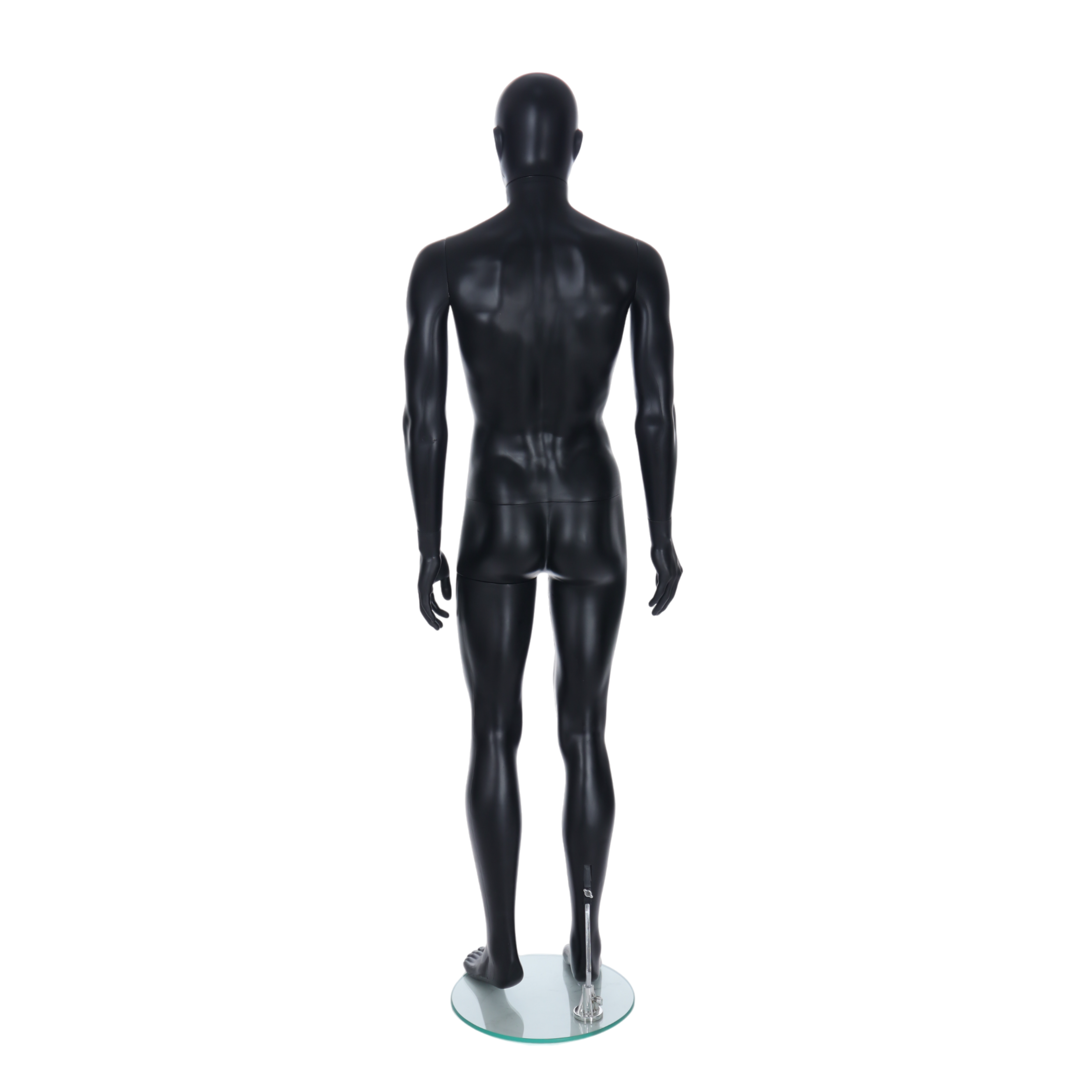 Matt Black Egghead Male Mannequin with Ears - Standing