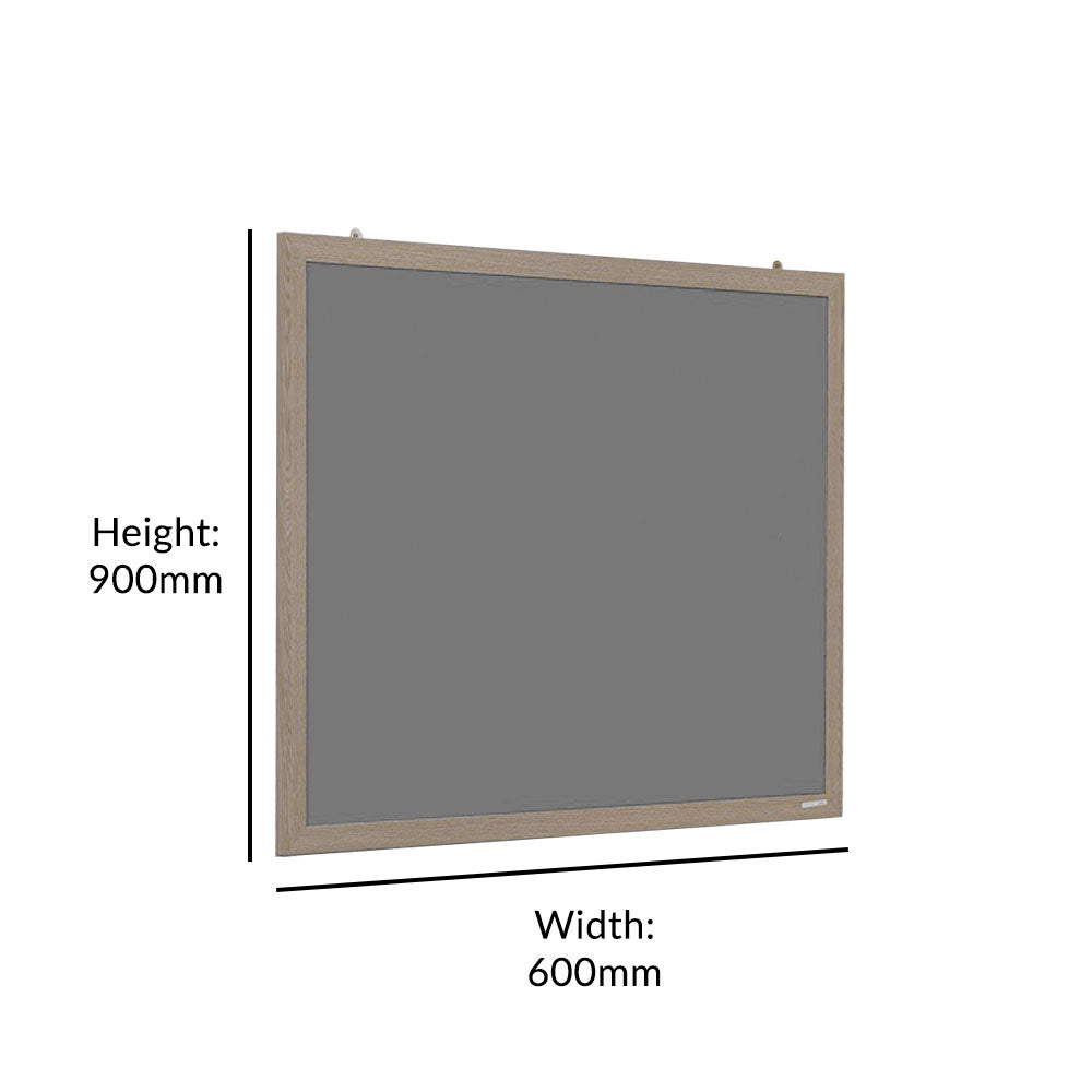 Eco-Friendly Grey Felt Noticeboard with Wood Effect Frame - 900 x 600mm