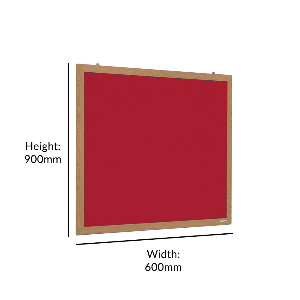 Eco-Friendly Red Felt Noticeboard with Wood Effect Frame - 900 x 600mm