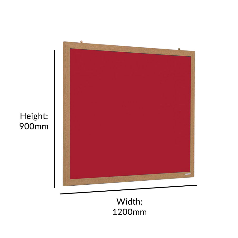 Eco-Friendly Red Felt Noticeboard with Wood Effect Frame - 1200 x 900mm