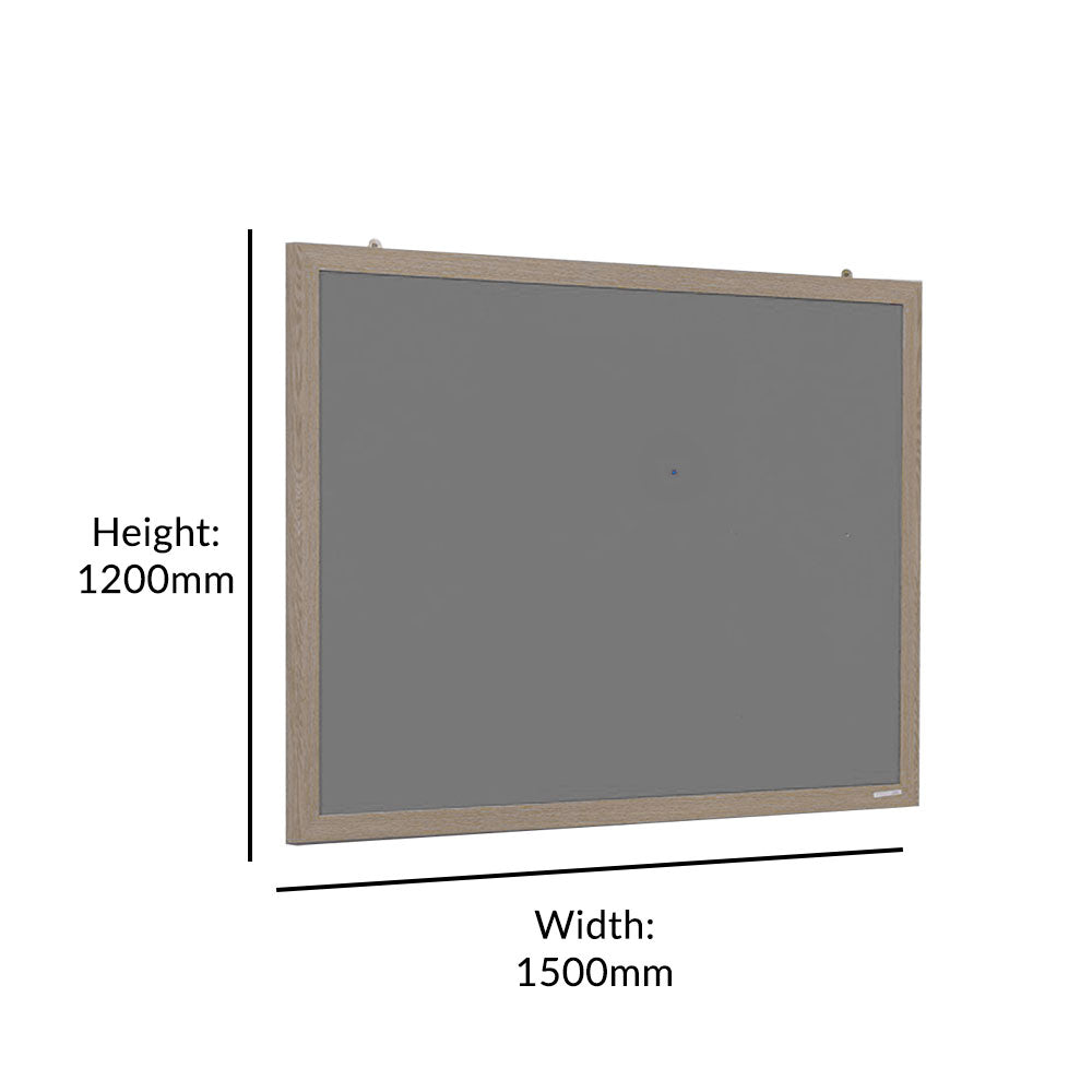 Eco-Friendly Grey Felt Noticeboard with Wood Effect Frame -  1500 x 1200mm