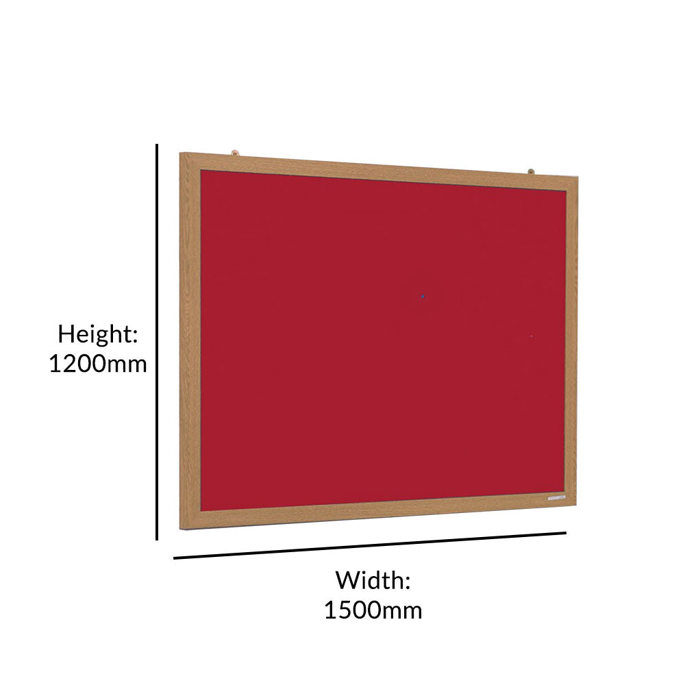 Eco-Friendly Red Felt Noticeboard with Wood Effect Frame - 1500 x 1200mm