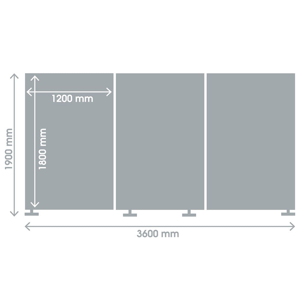 Double-Sided Mobile Triple Panel Aluminium Frame Blue Felt Partitioning Noticeboard with Locking Castors - 3600 x 1900mm