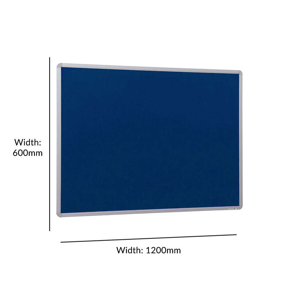 Fire Resistant Blue Felt Aluminium Framed Noticeboard - 1200 x 900mm