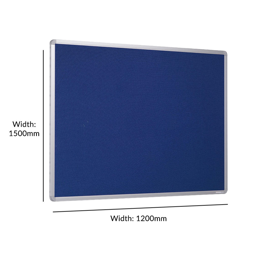 Fire Resistant Blue Felt Aluminium Framed Noticeboard - 1500 x 1200mm