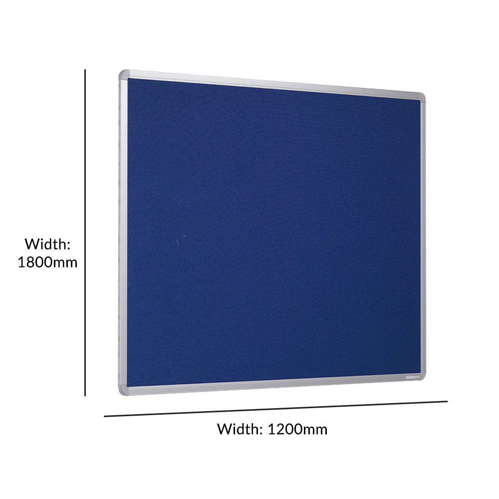 Fire Resistant Blue Felt Aluminium Framed Noticeboard - 1800 x 1200mm