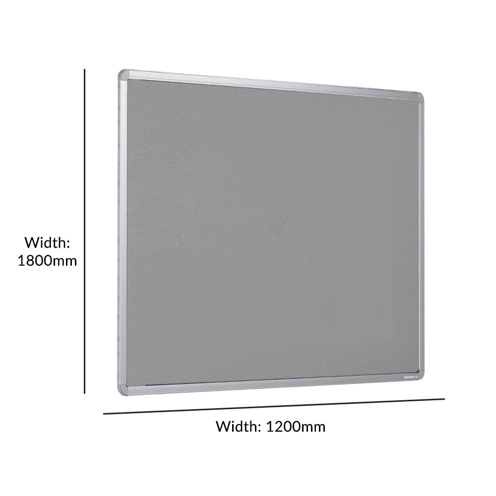 Fire Resistant Grey Felt Aluminium Framed Noticeboard - 1800 x 1200mm