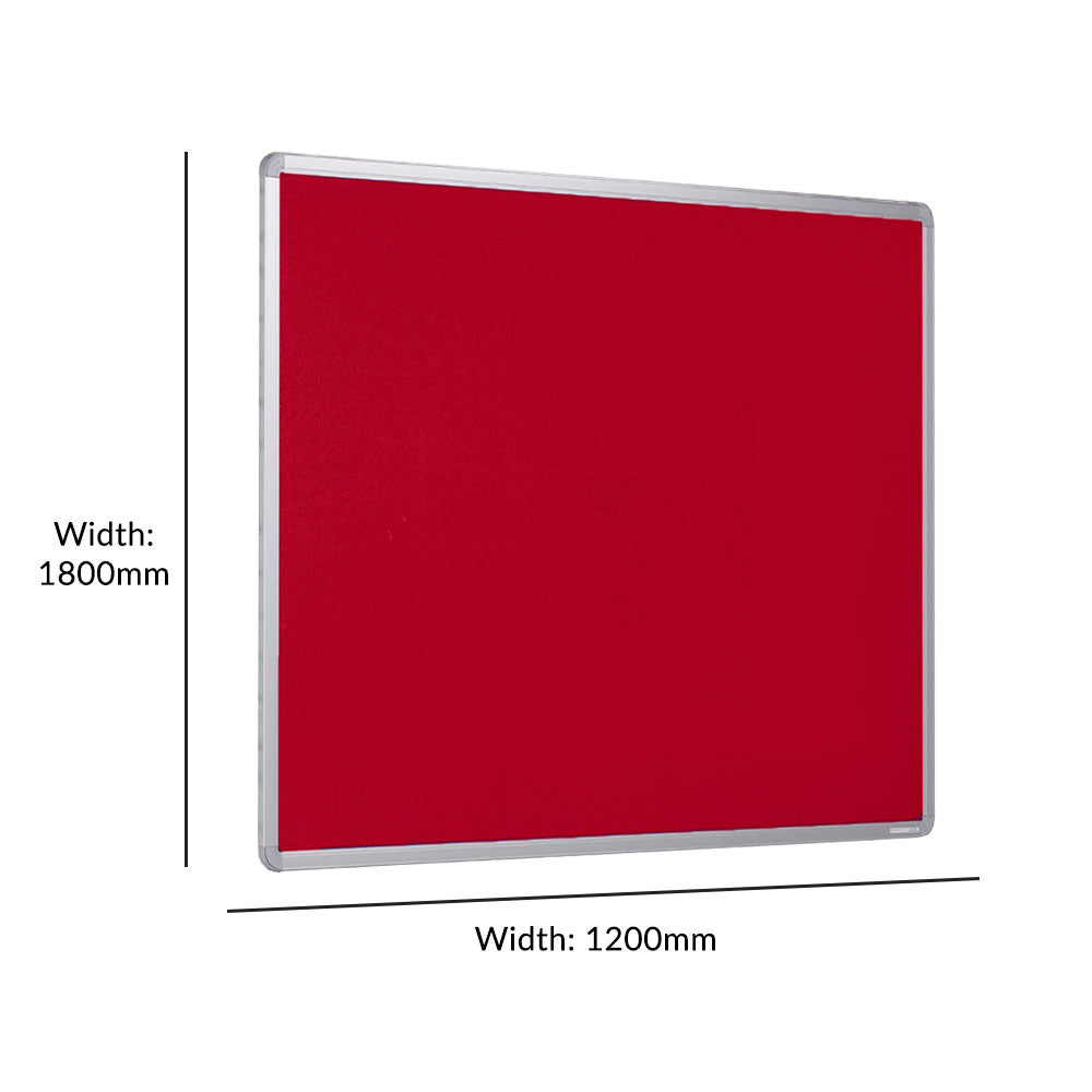 Fire Resistant Red Felt Aluminium Framed Noticeboard - 1800 x 1200mm