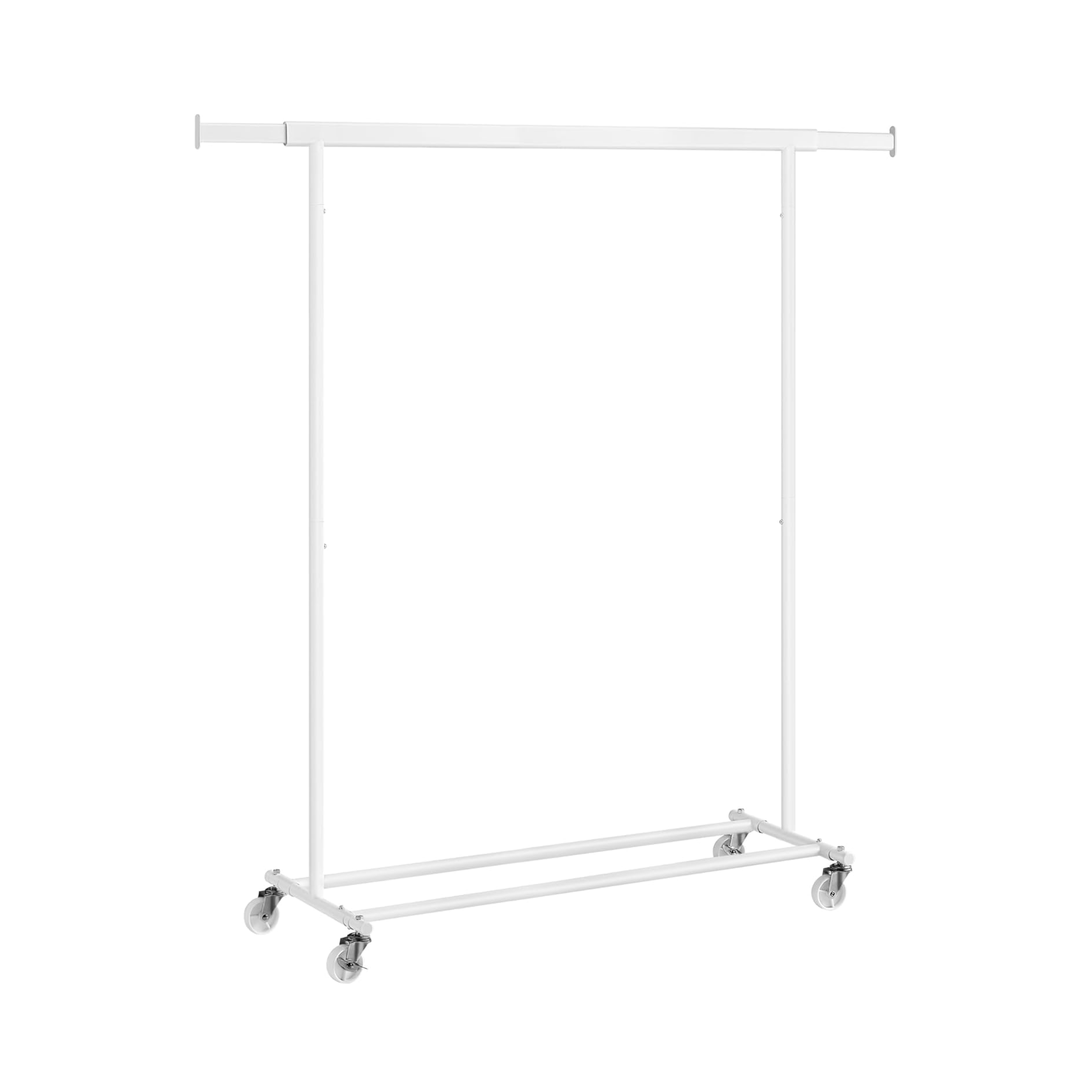 Extendable White Steel Clothes Rail with Storage and Shoe Shelf