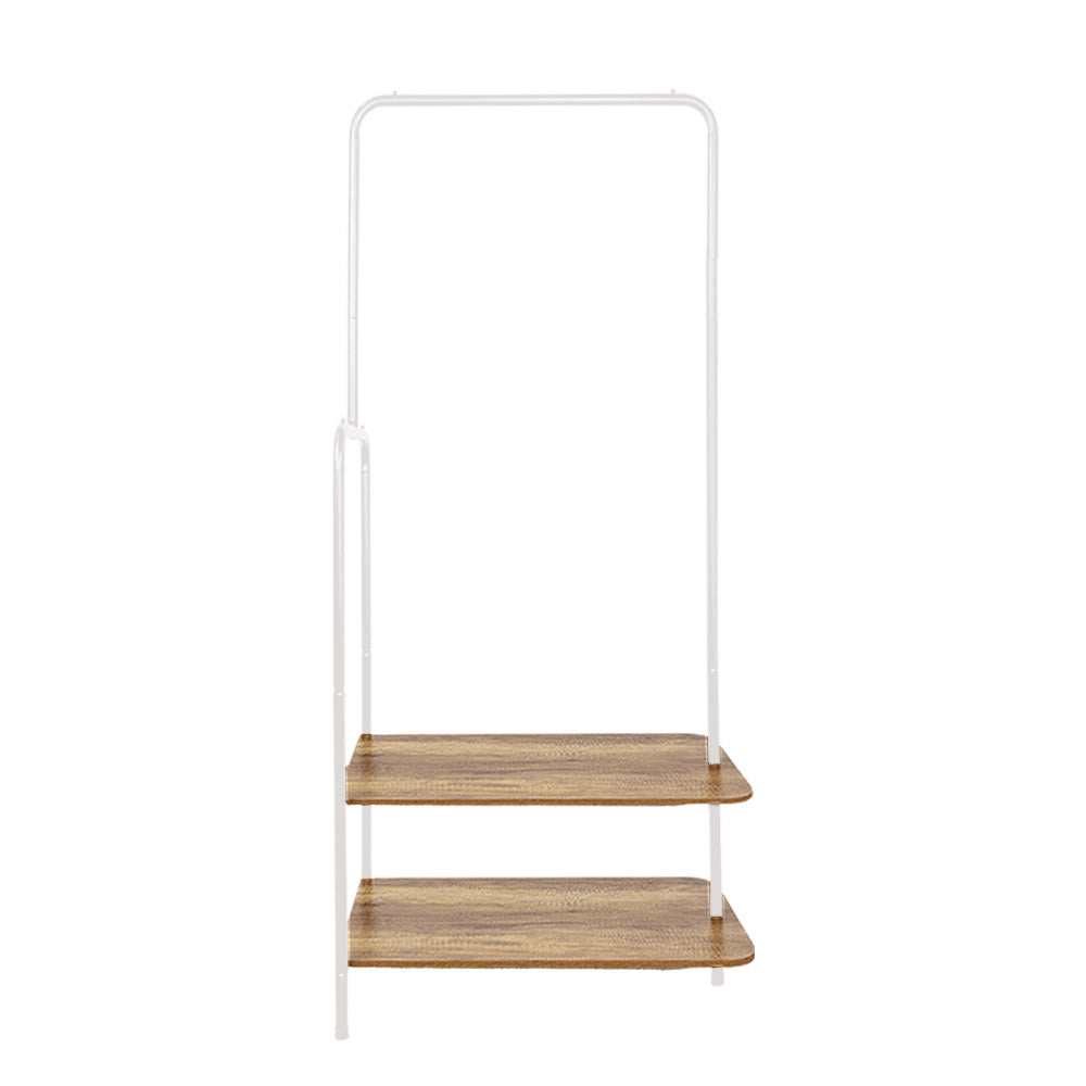 Clothes Rail with 2-Tier Shelving – White