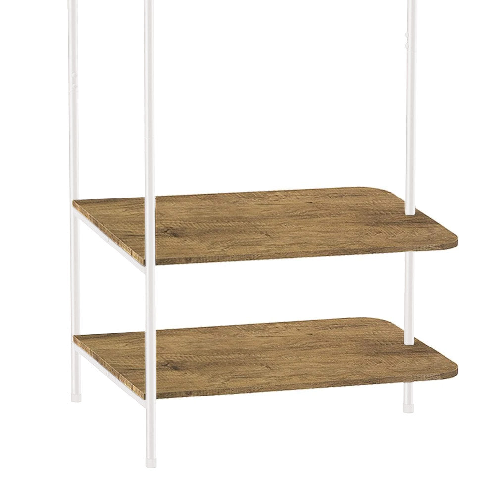 Clothes Rail with 2-Tier Shelving – White