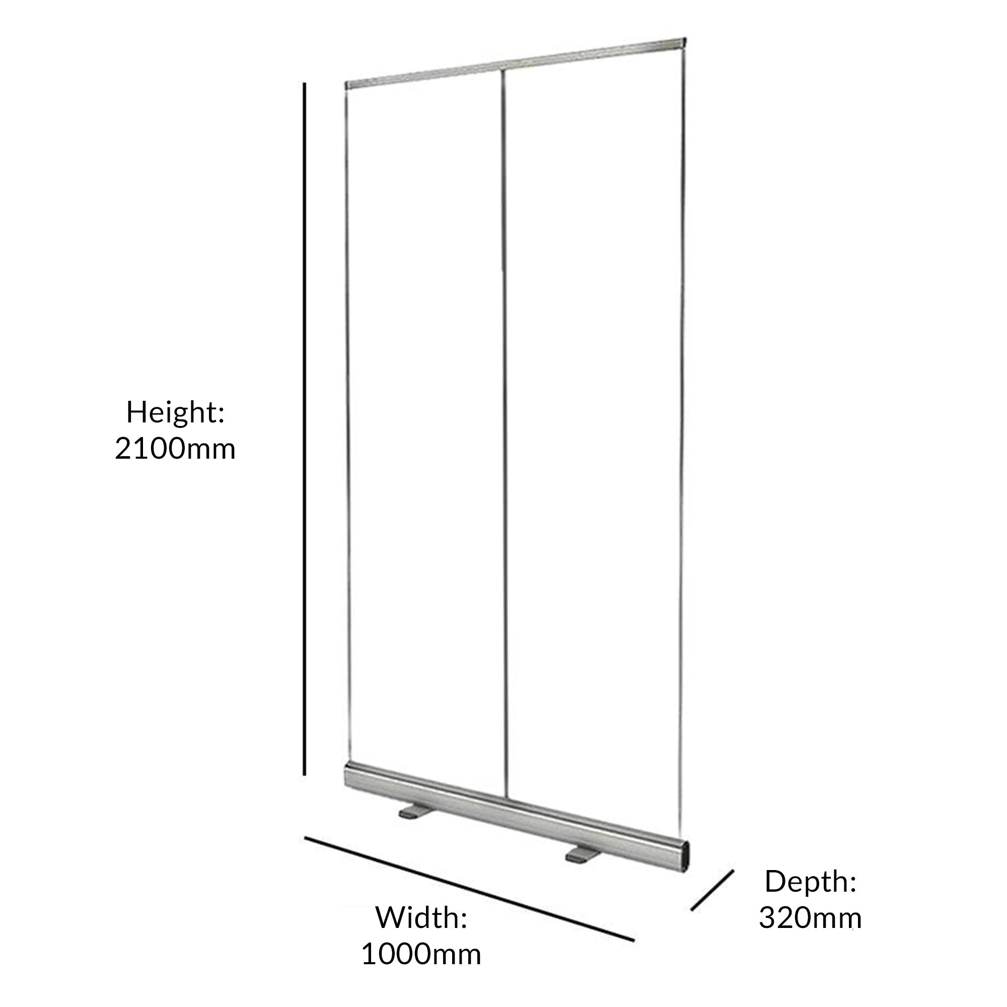 Silver Aluminium Roller Banner Stand - Suitable to Hold 2000mm High x 1000mm Wide Banners