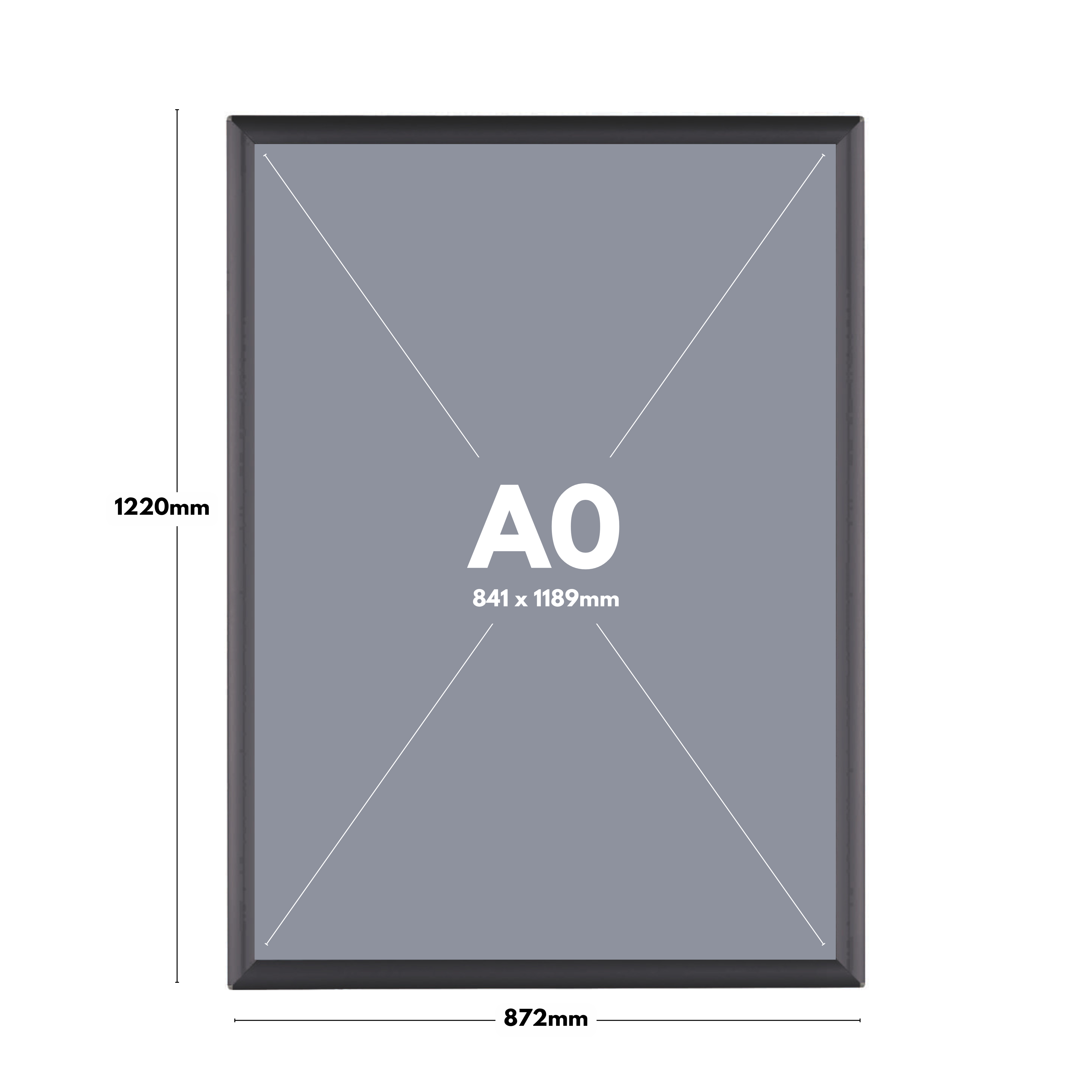 A0 Black Poster Snap Frame 25mm Mitred Frame With Wall Fixings