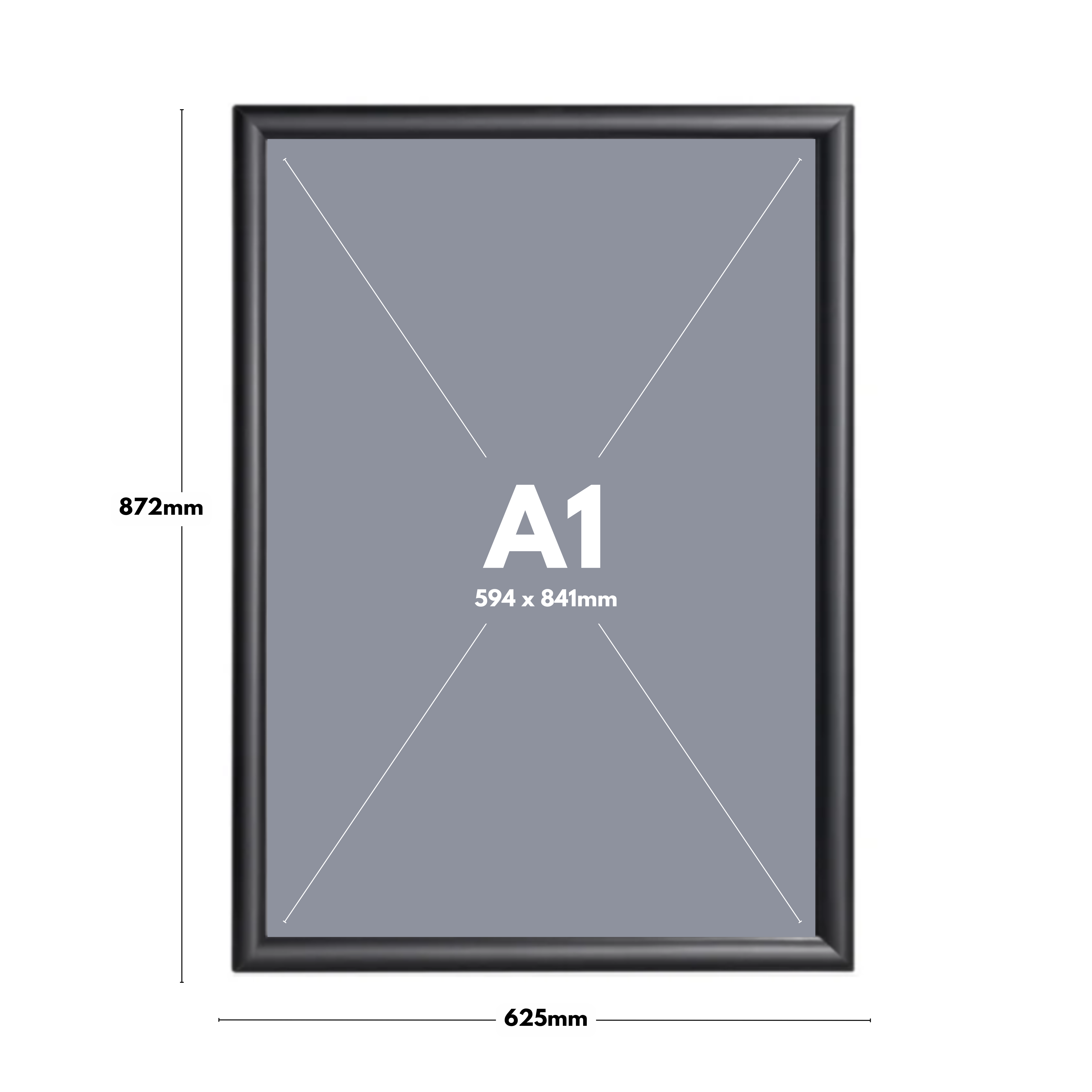 Pack of 10 A1 Black Poster Snap Frame 25mm Mitred Frame With Wall Fixings