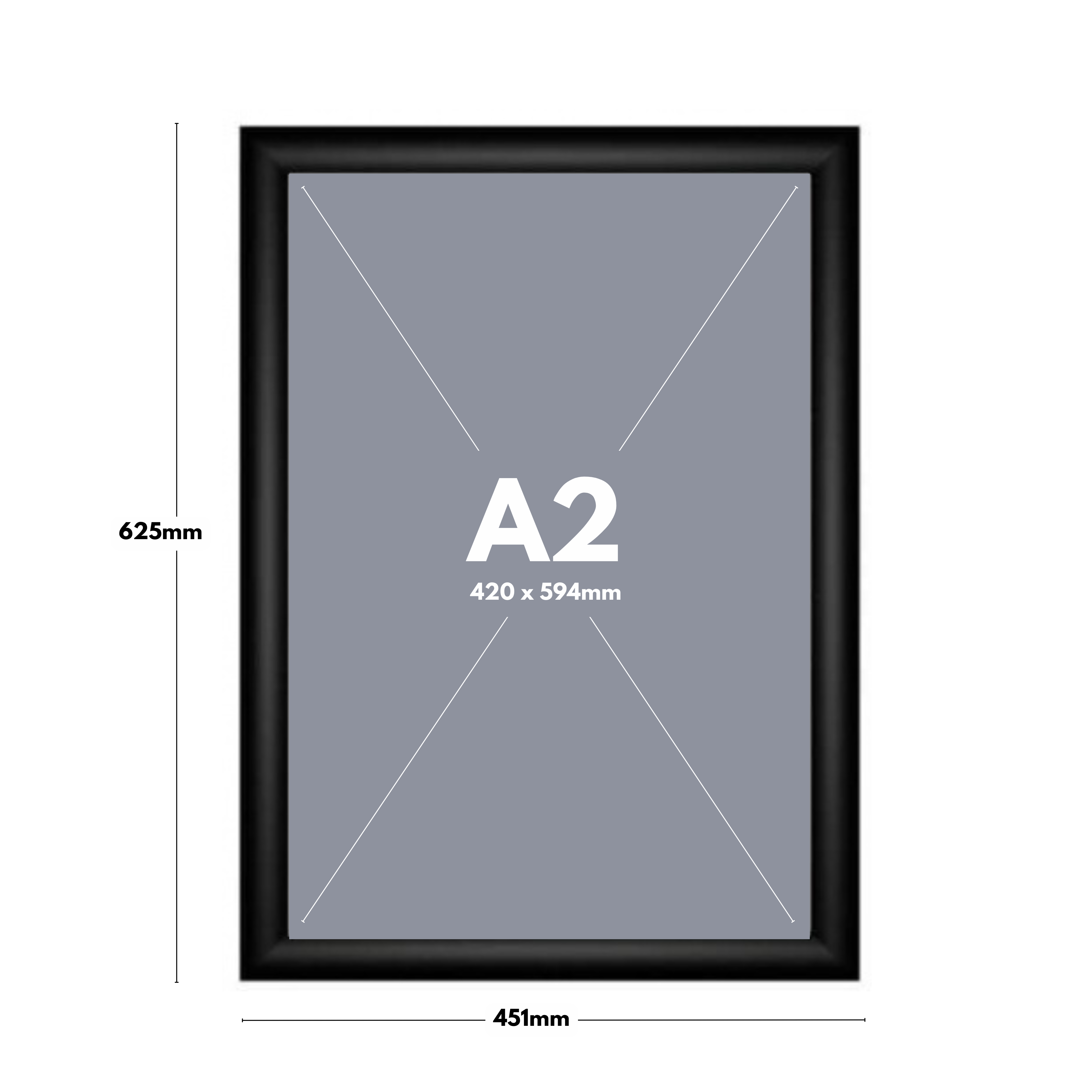 Pack of 10 A2 Black Poster Snap Frame 25mm Mitred Frame With Wall Fixings