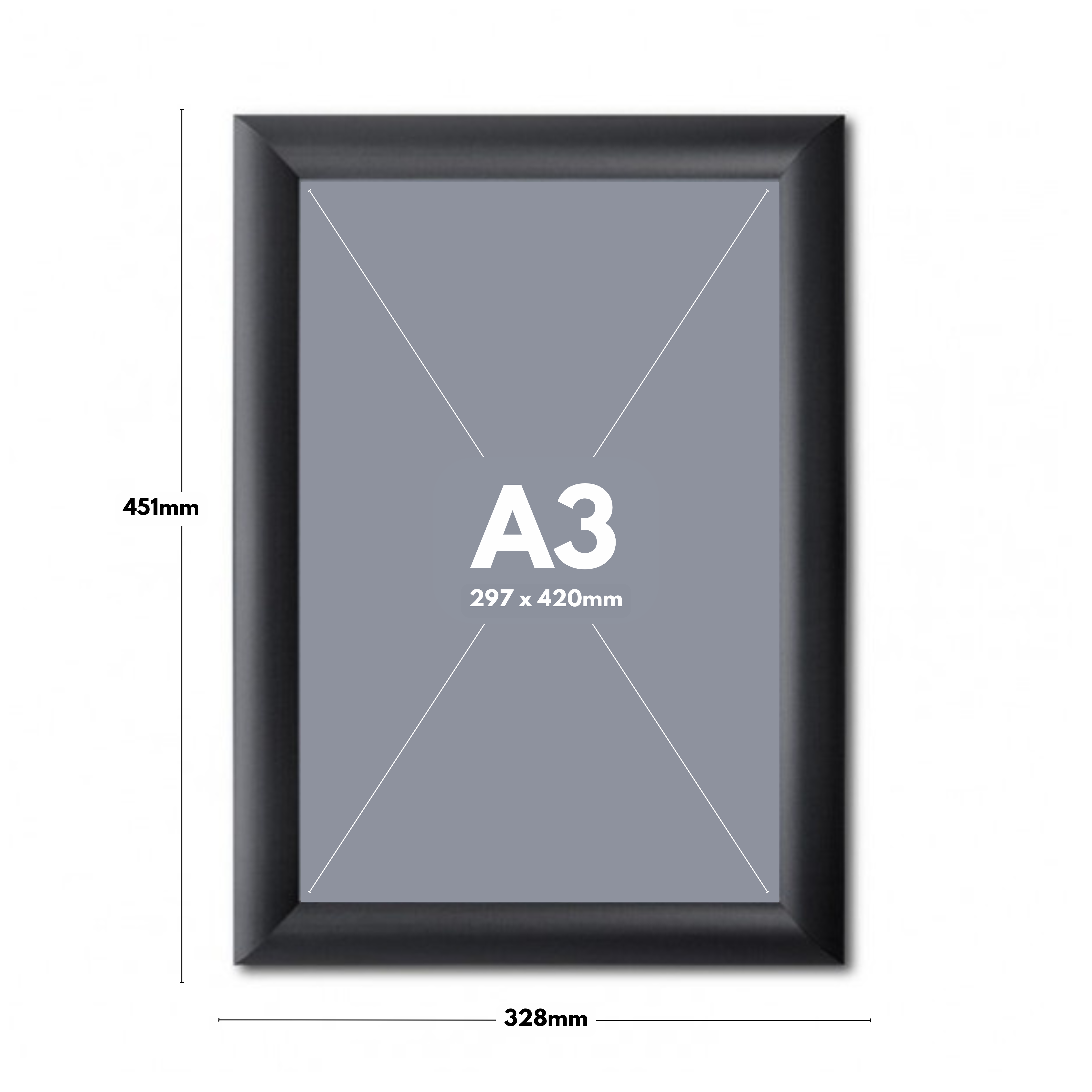 Pack of 10 A3 Black Poster Snap Frame 25mm Mitred Frame With Wall Fixings