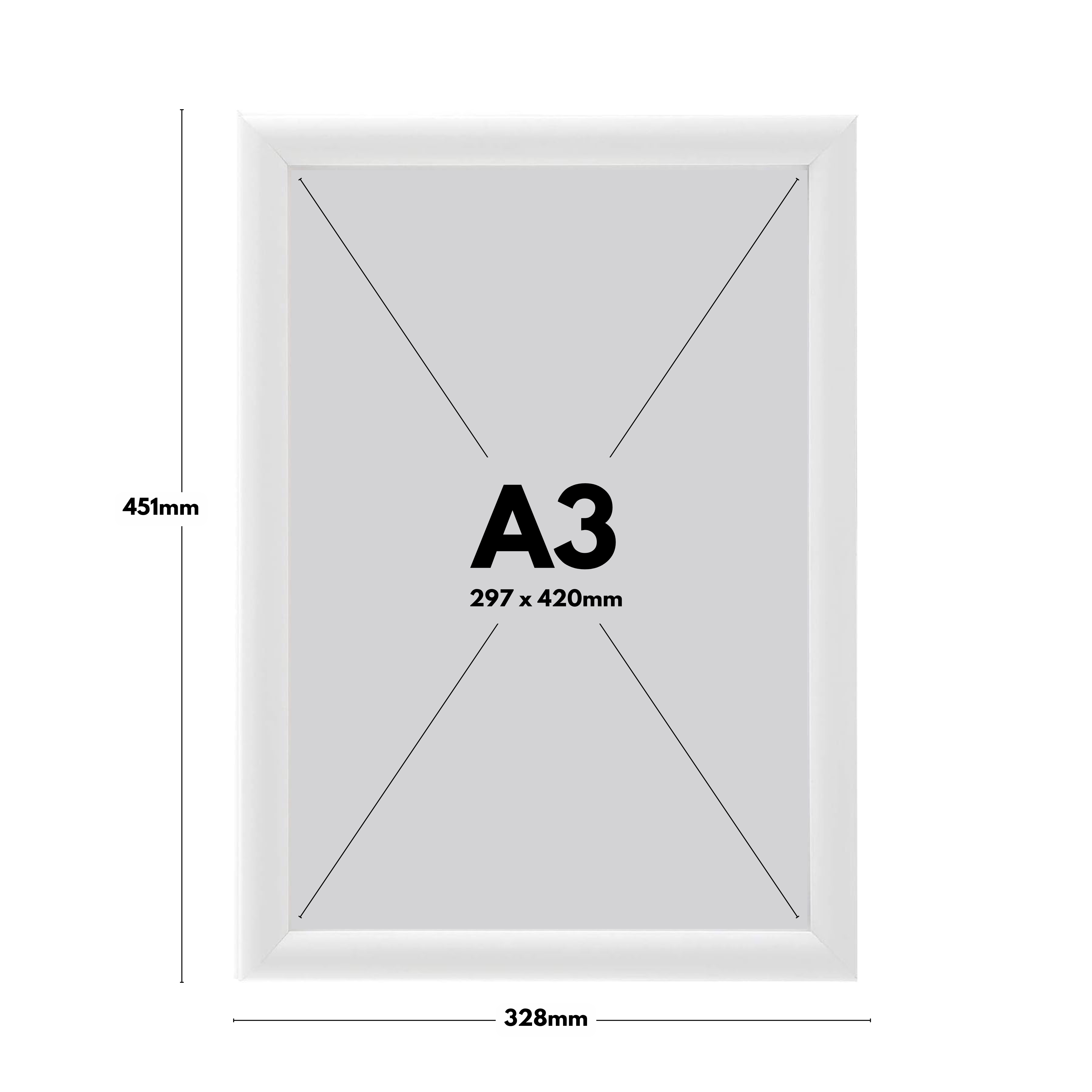 Pack of 10 A3 White Poster Snap Frame 25mm Mitred Frame With Wall Fixings