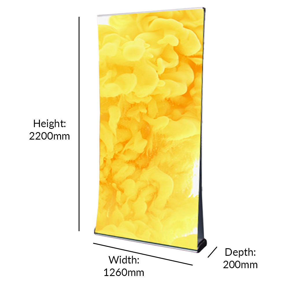 Premium Double Sided Aluminium Front Loading Roller Banner Stand for 2100mm High x 1200mm Wide Banners