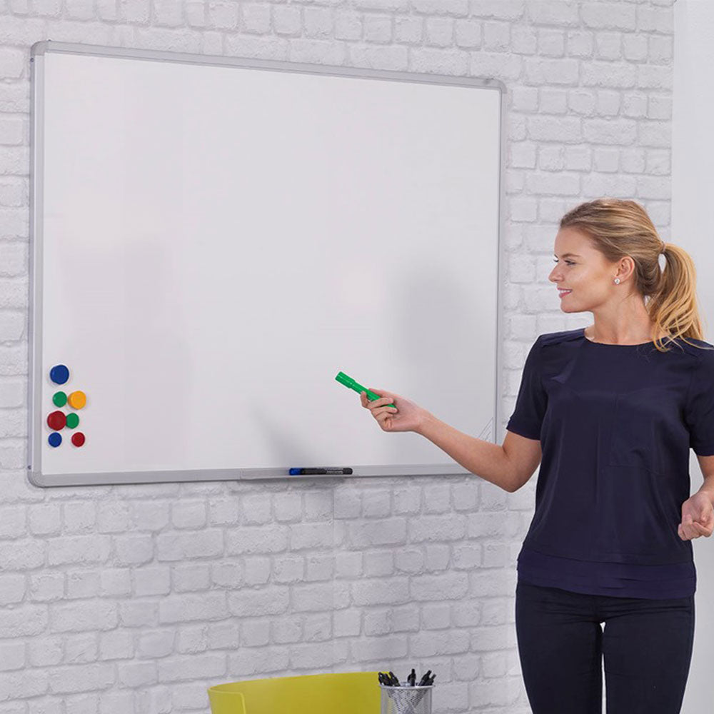 Magnetic Anti-Scratch 'VES' Steel Dry Wipe Whiteboard with Pen Ledge - 1800 X 1200mm