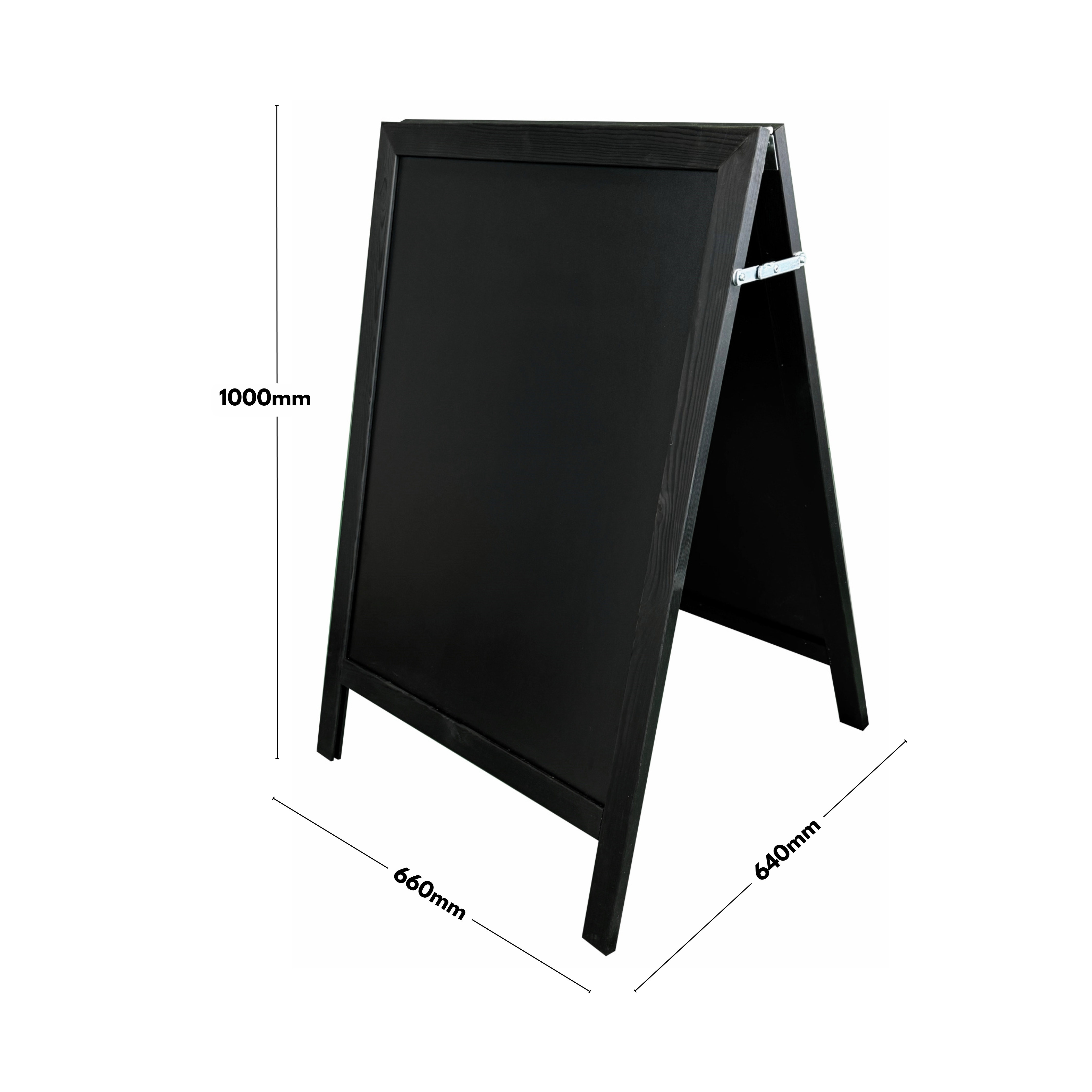 Black Wooden Outdoor Chalk A-Board Pavement Sign - 660 x 1000mm