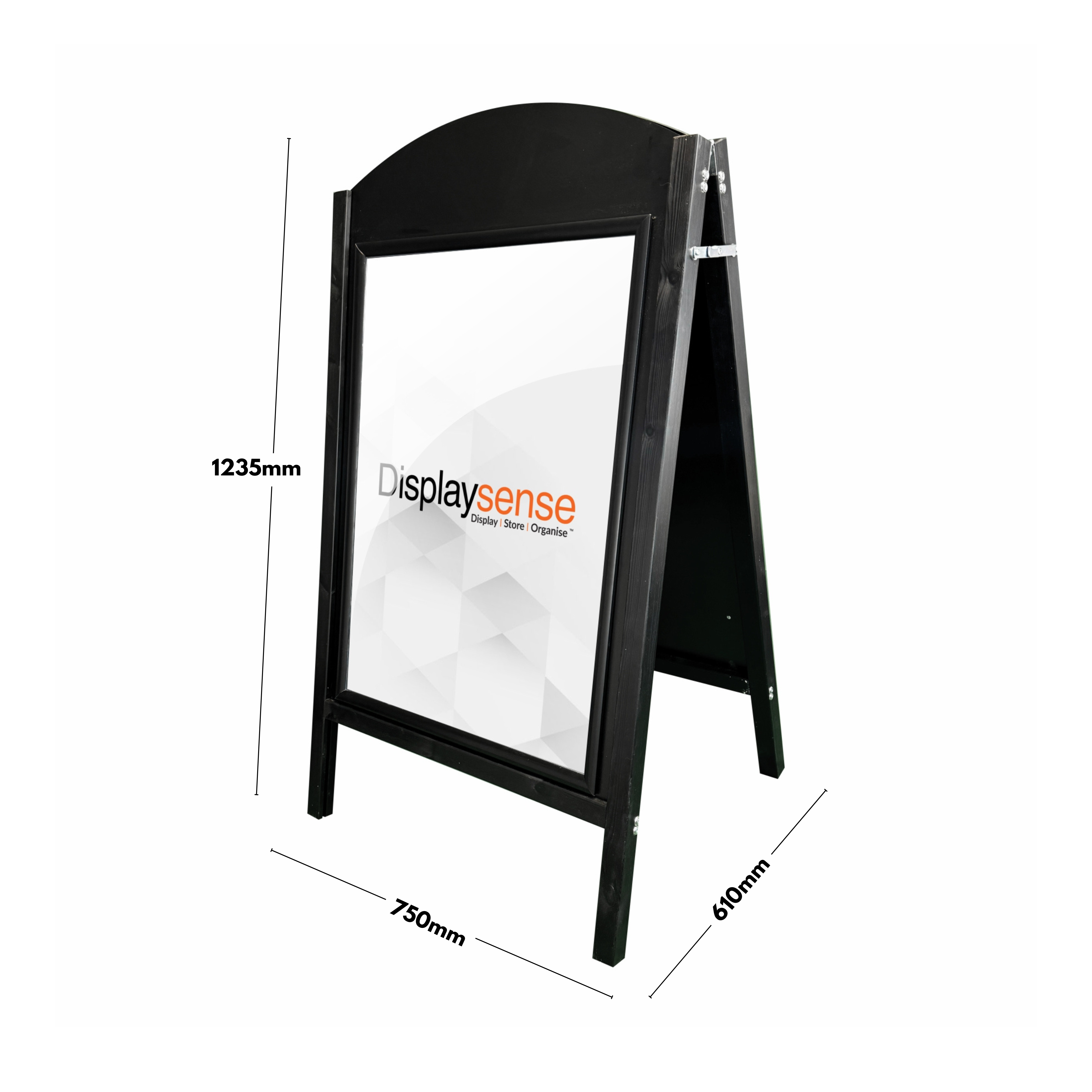 Black Curved Wooden A1 Chalkboard and Snap Frame A-Board Pavement Sign