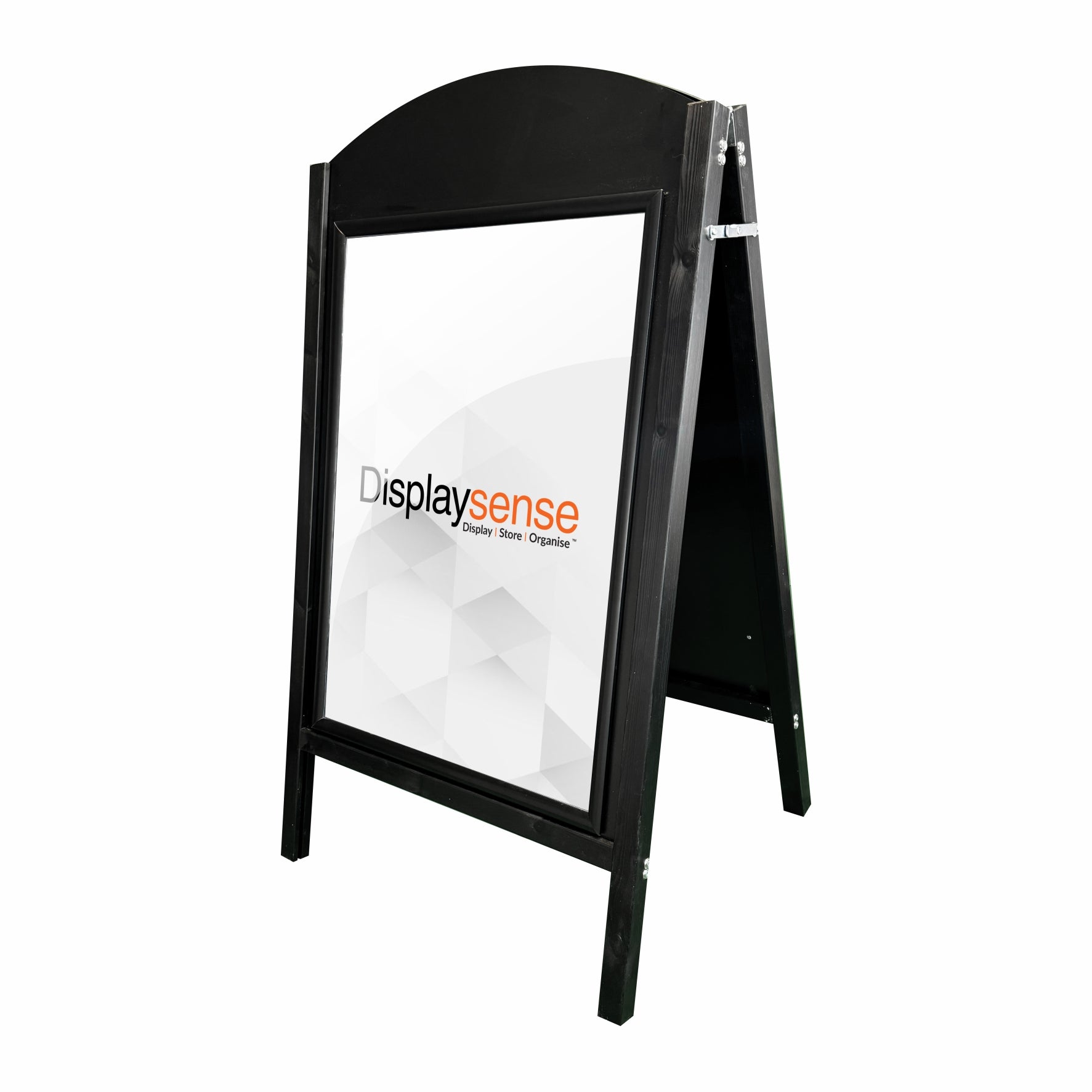 Black Curved Wooden A1 Chalkboard and Snap Frame A-Board Pavement Sign