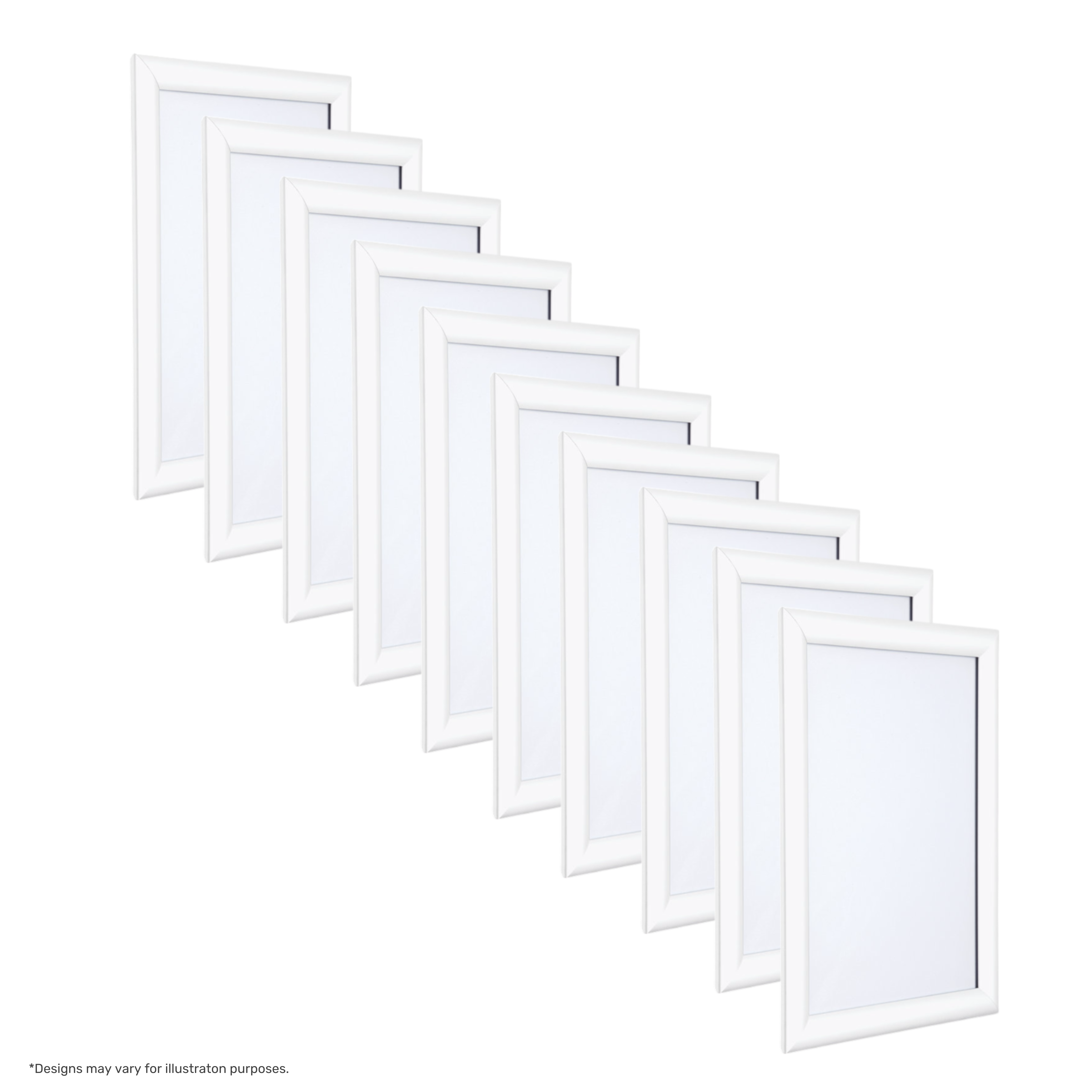 Pack of 10 A4 White Poster Snap Frame 25mm Mitred Frame With Wall Fixings