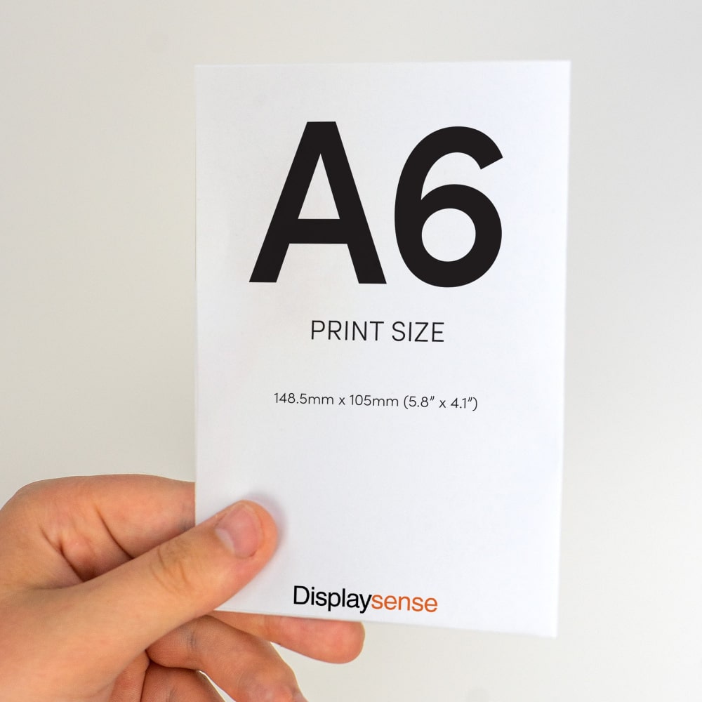 Personalised A6 double-sided leaflet printing on 150gsm silk paper, offering a professional finish for promotional materials.