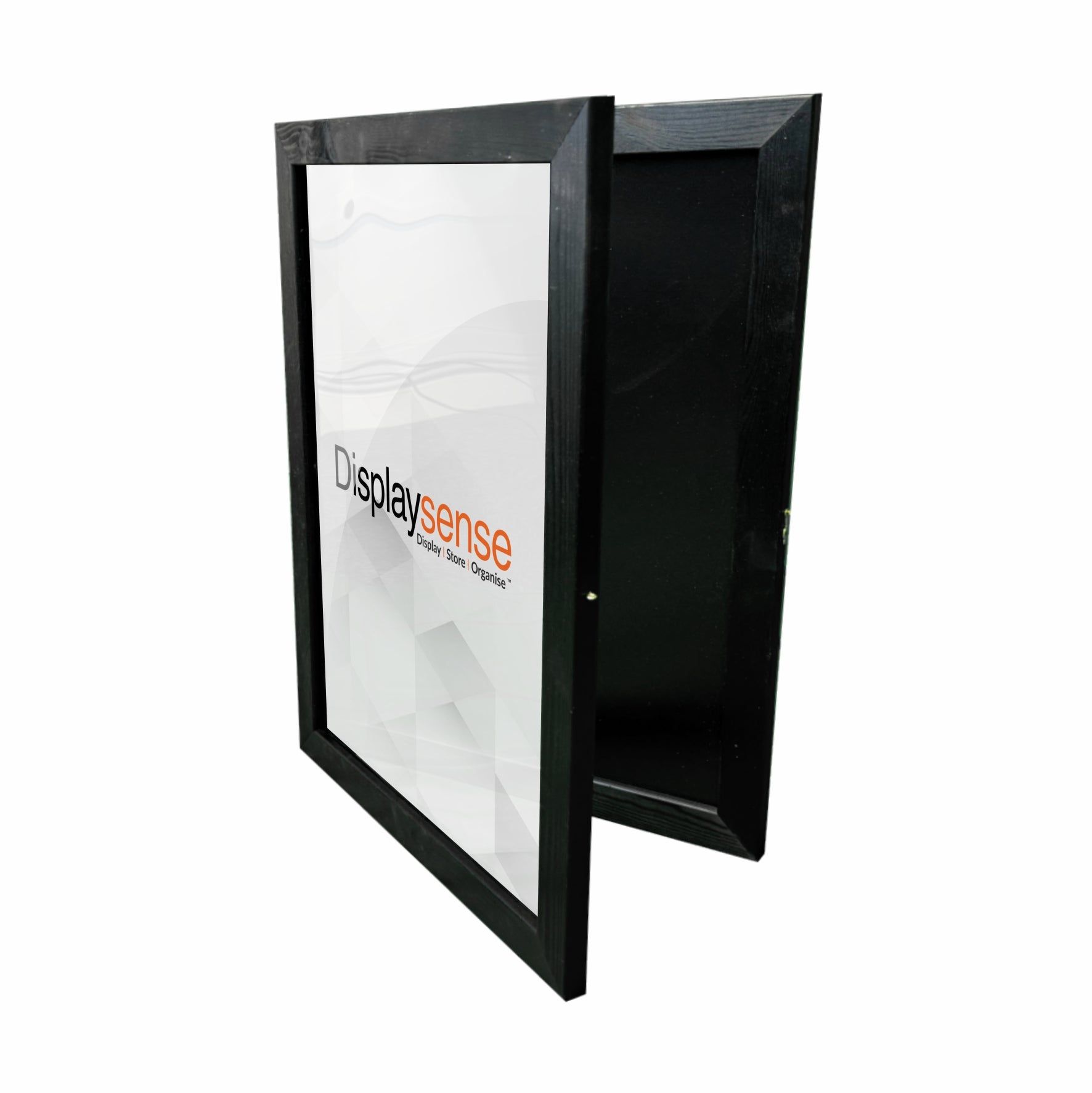 This A2 black wooden poster case features a wall-mounted design, providing a secure and elegant display solution for menus, advertisements, or notices.
