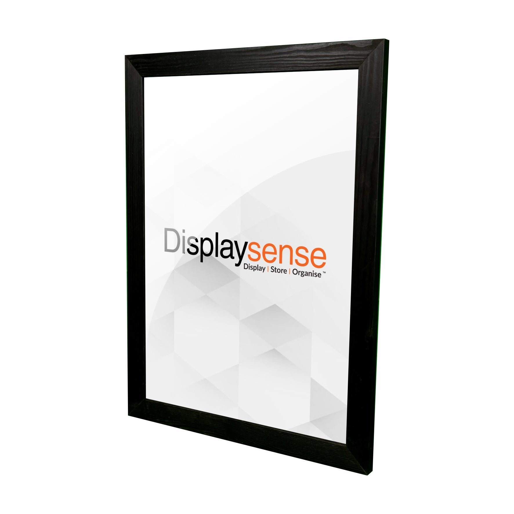 A stylish black slide-in A2 wooden poster frame, designed for quick and easy poster changes while offering a sleek and professional display solution.
