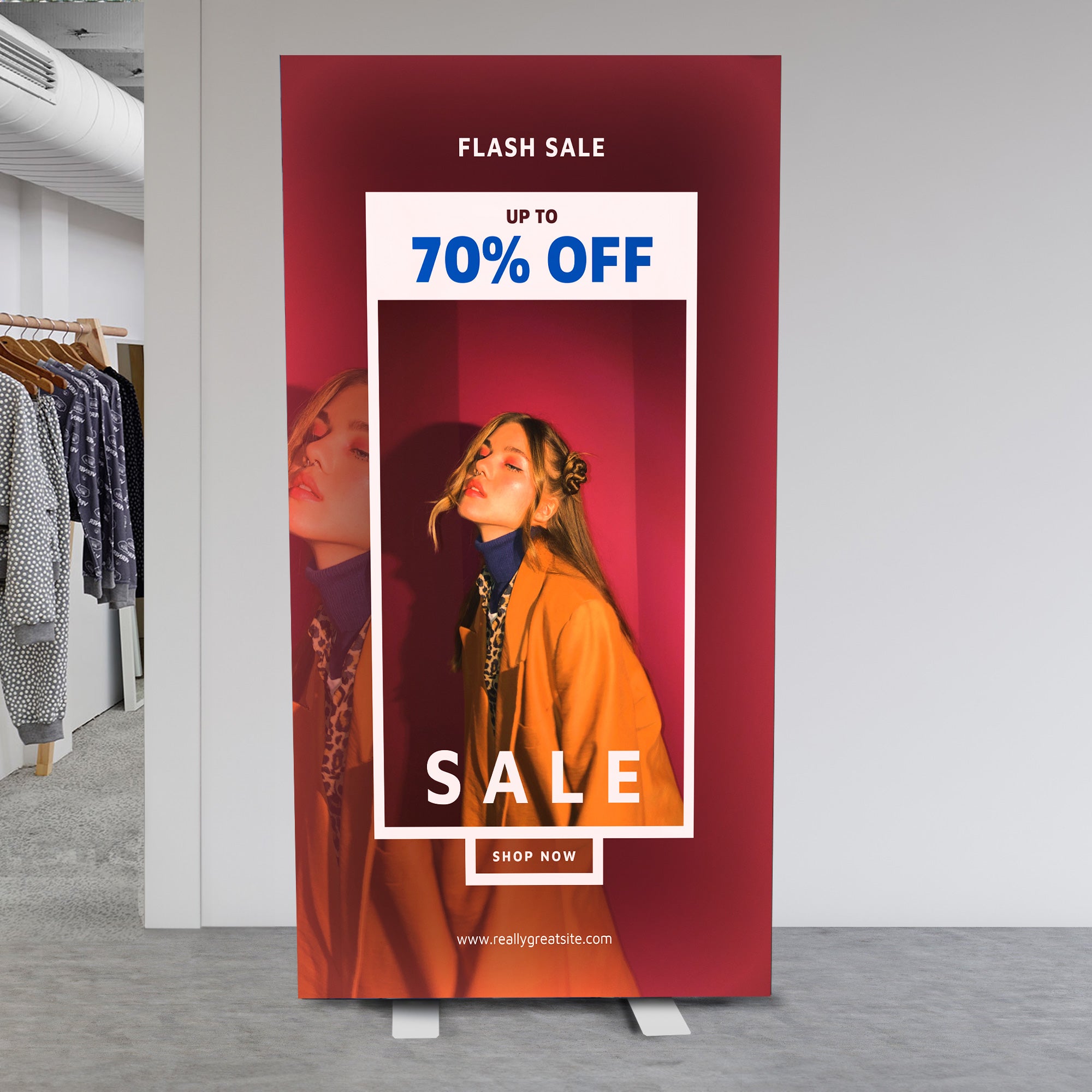 A 1000mm double-sided LED lightbox featuring vibrant, backlit graphic printing on high-quality material, perfect for illuminated branding in exhibitions, retail, and events.
