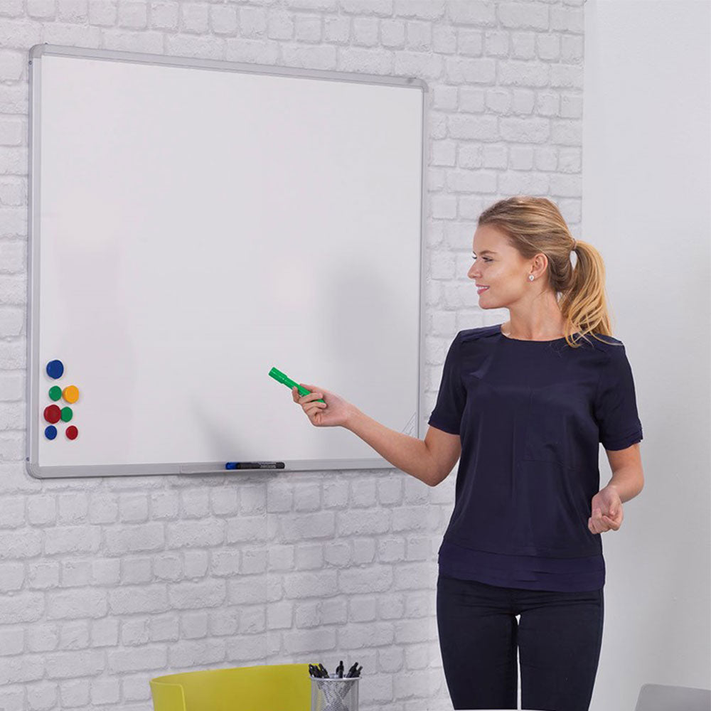 Magnetic Anti-Scratch 'VES' Steel Dry Wipe Whiteboard with Pen Ledge - 1200 X 900mm