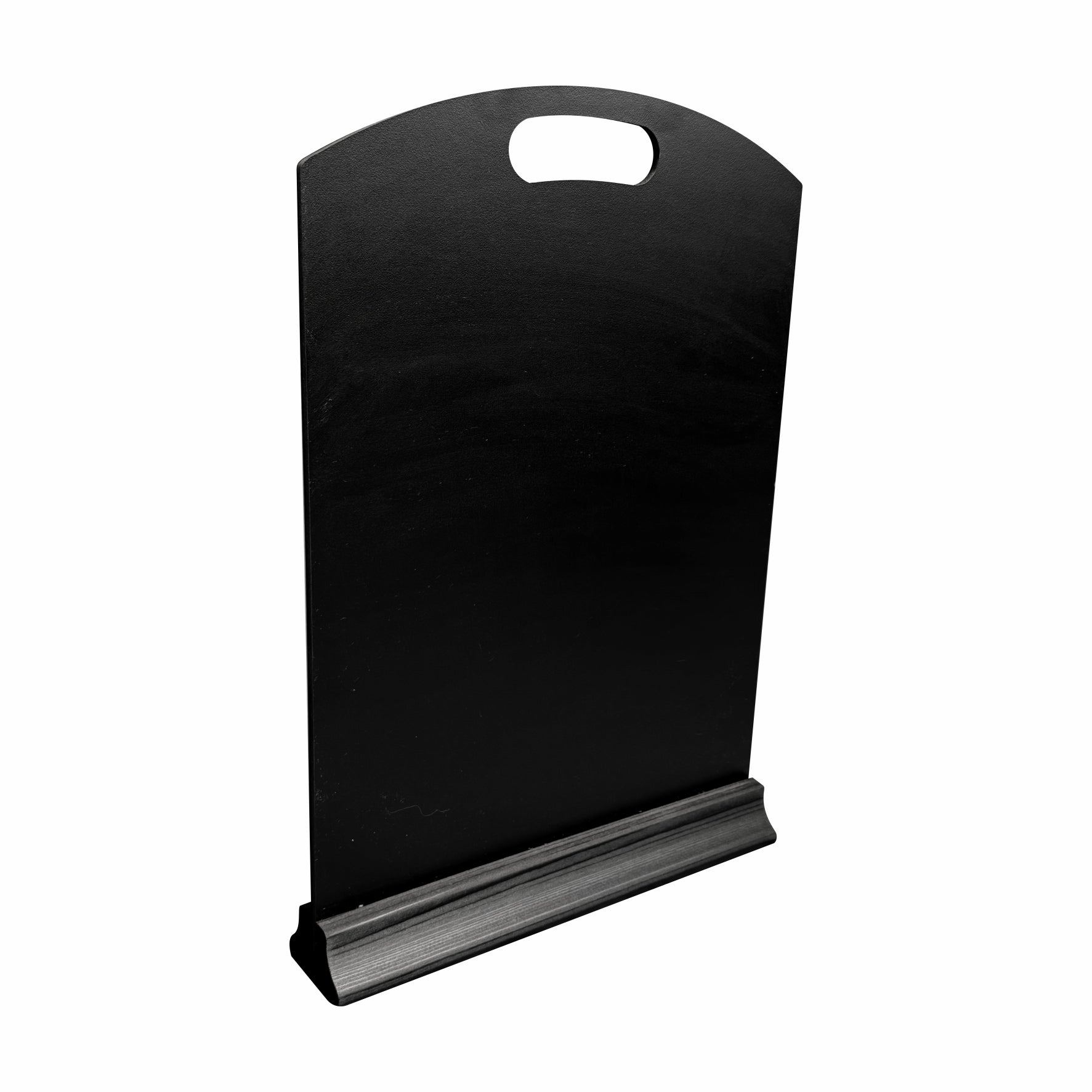 A set of five black A3 countertop chalkboards, each mounted on a sturdy wooden base, perfect for displaying menus, promotions, or special offers in cafés, restaurants, and retail spaces.
