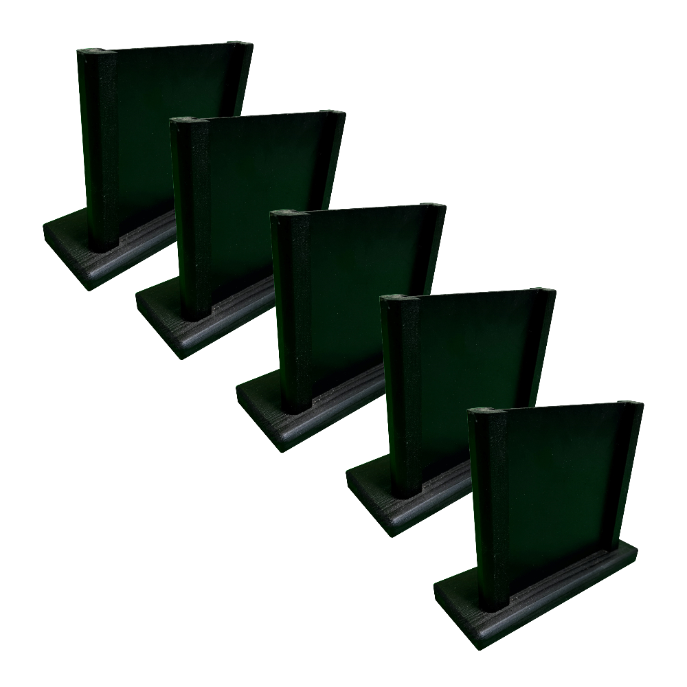 Pack of 5 Black Wooden Countertop Menu Holders with Chalkboard Panel