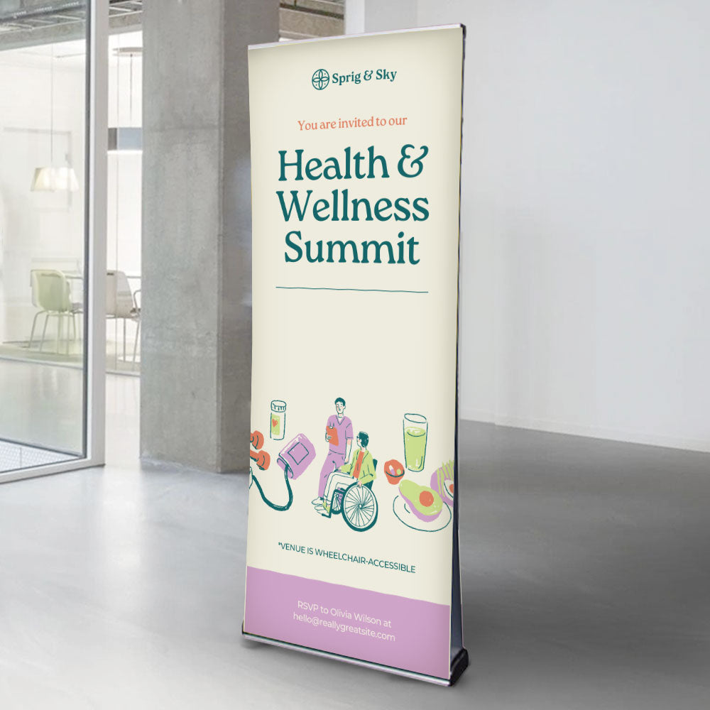 A premium double-sided aluminium front-loading roller banner stand, designed to securely hold 2100mm high x 800mm wide banners, ideal for professional and impactful displays.
