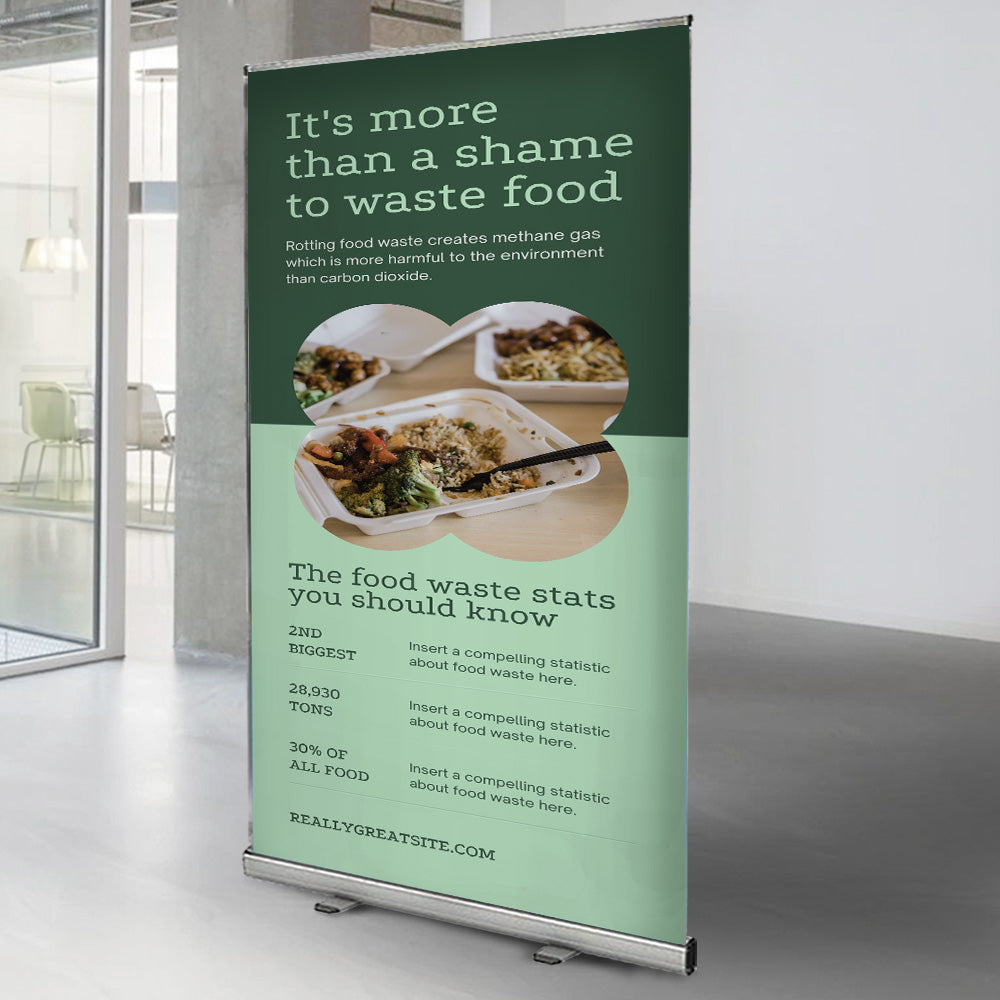 Silver aluminium roller banner stand, designed to hold 2000mm high x 1200mm wide banners, ideal for exhibitions and promotions.
