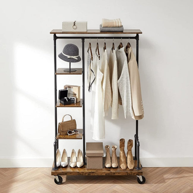 Industrial 5 Tier Clothes Rack w Castors | Displaysense